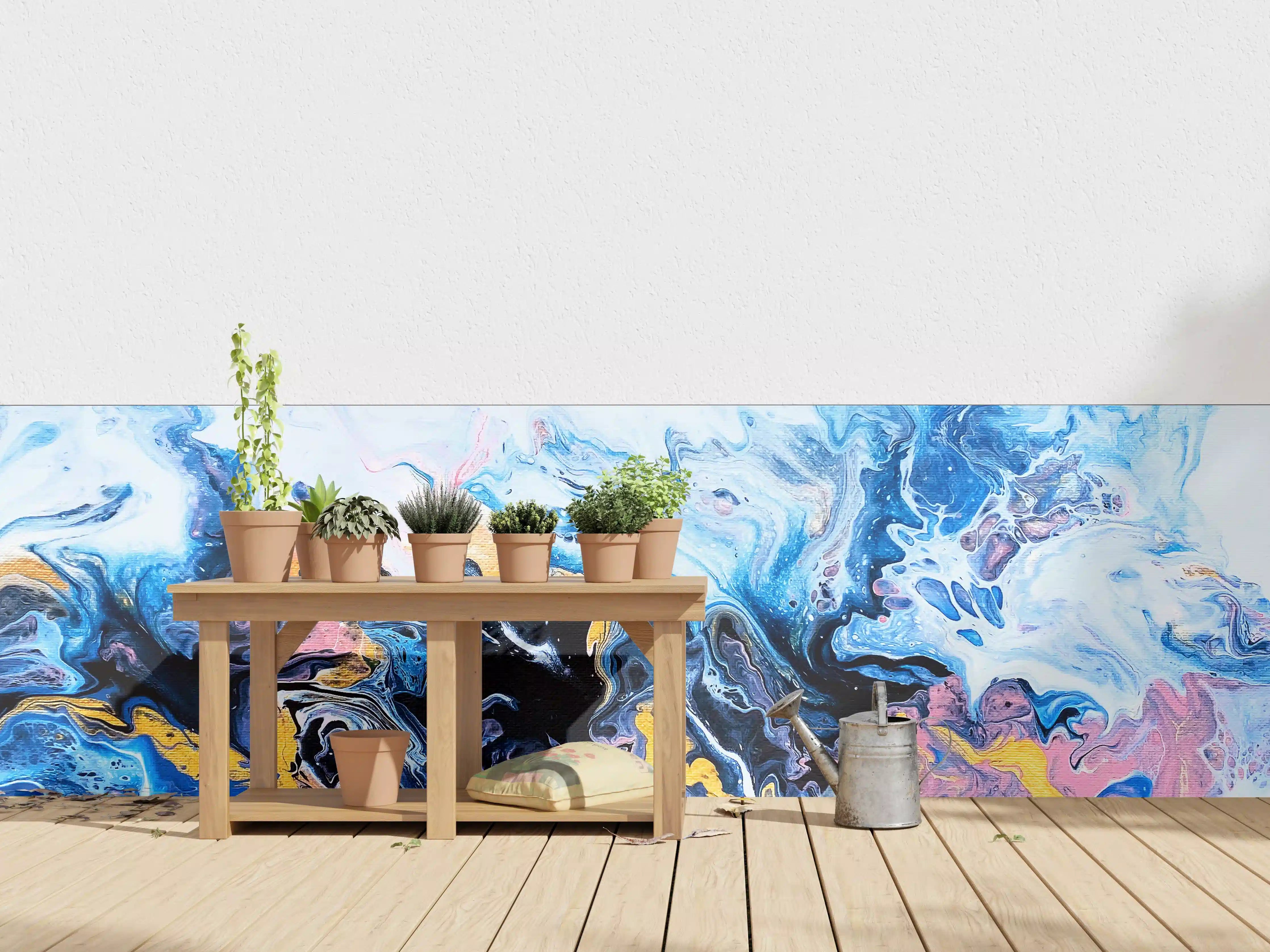 Wandverkleidung außen - Flüssigkunst Malerei - Bläulich