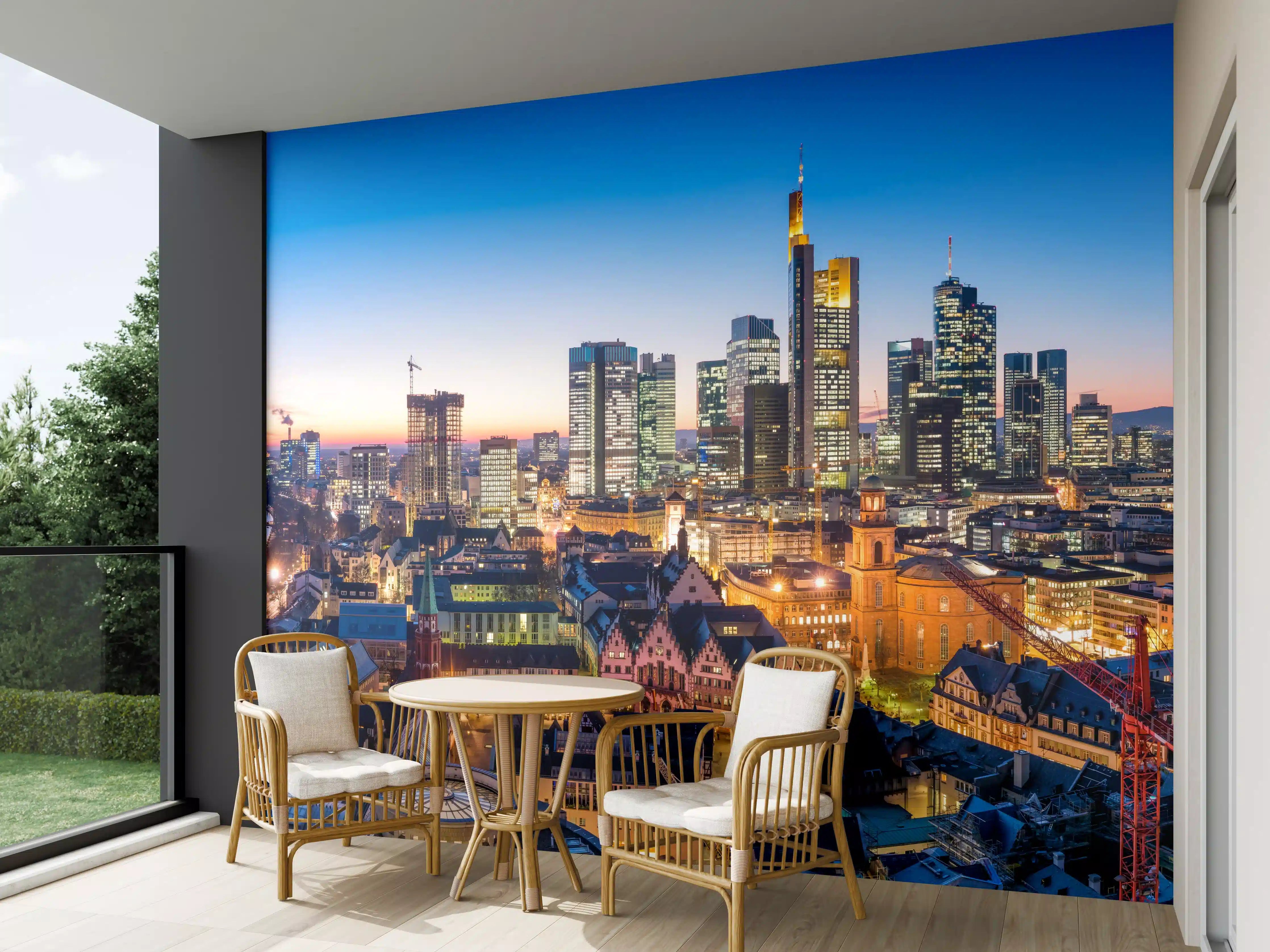 Wandverkleidung außen - Frankfurt Skyline Dämmerung 2