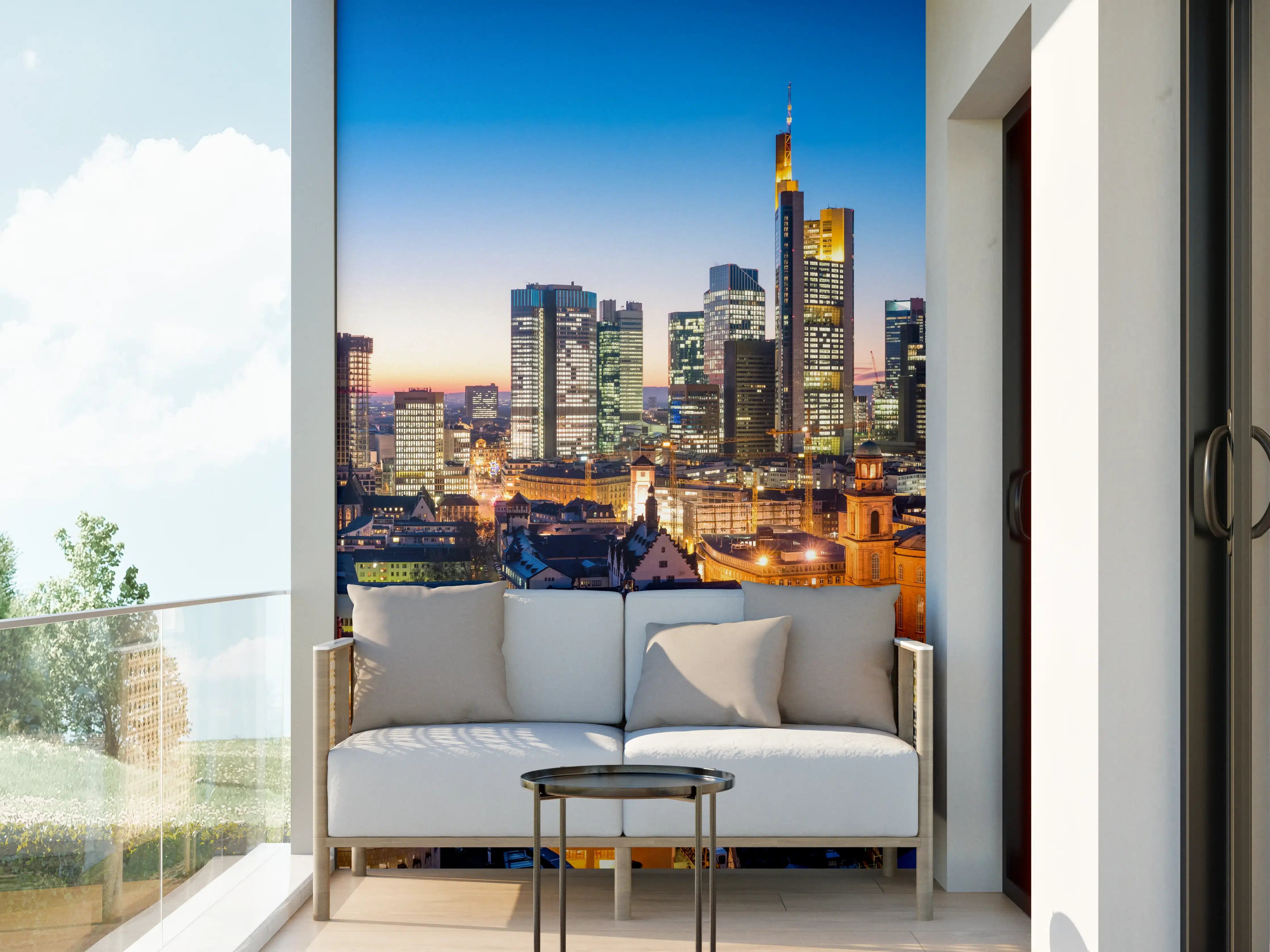 Wandverkleidung außen - Frankfurt Skyline Dämmerung 2