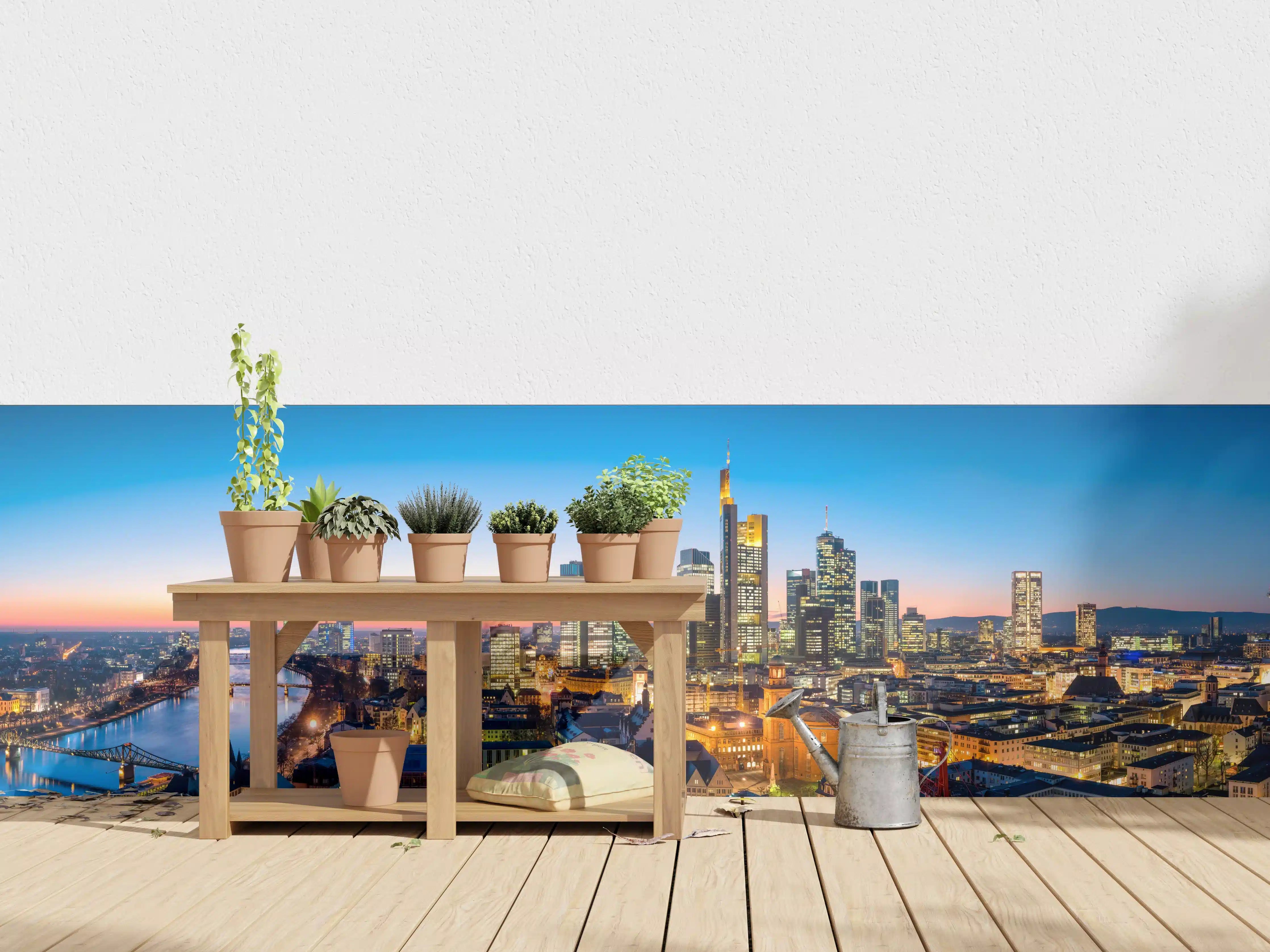 Wandverkleidung außen - Frankfurt Skyline Dämmerung