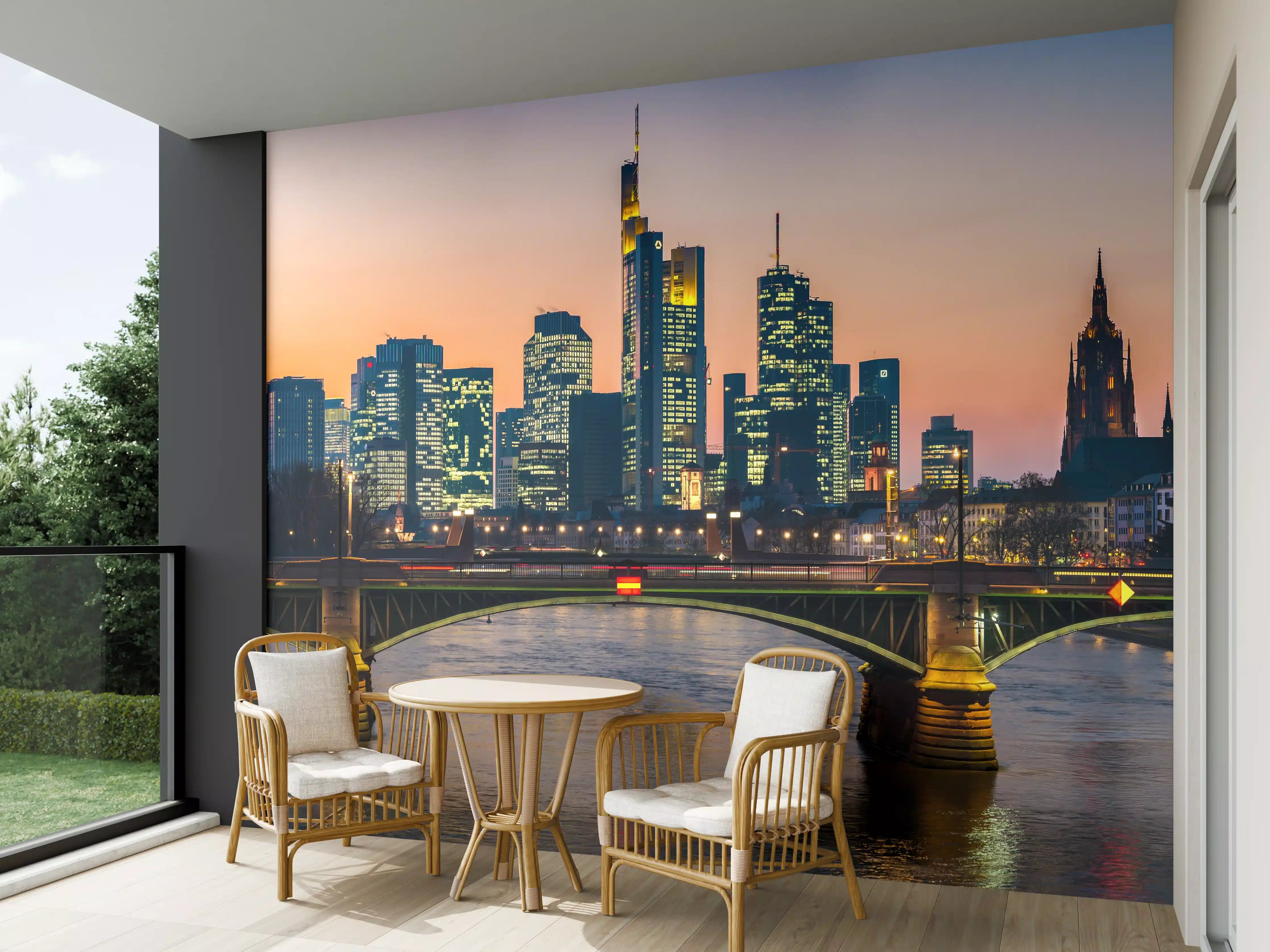 Wandverkleidung außen - Frankfurt Skyline Sonnenuntergang