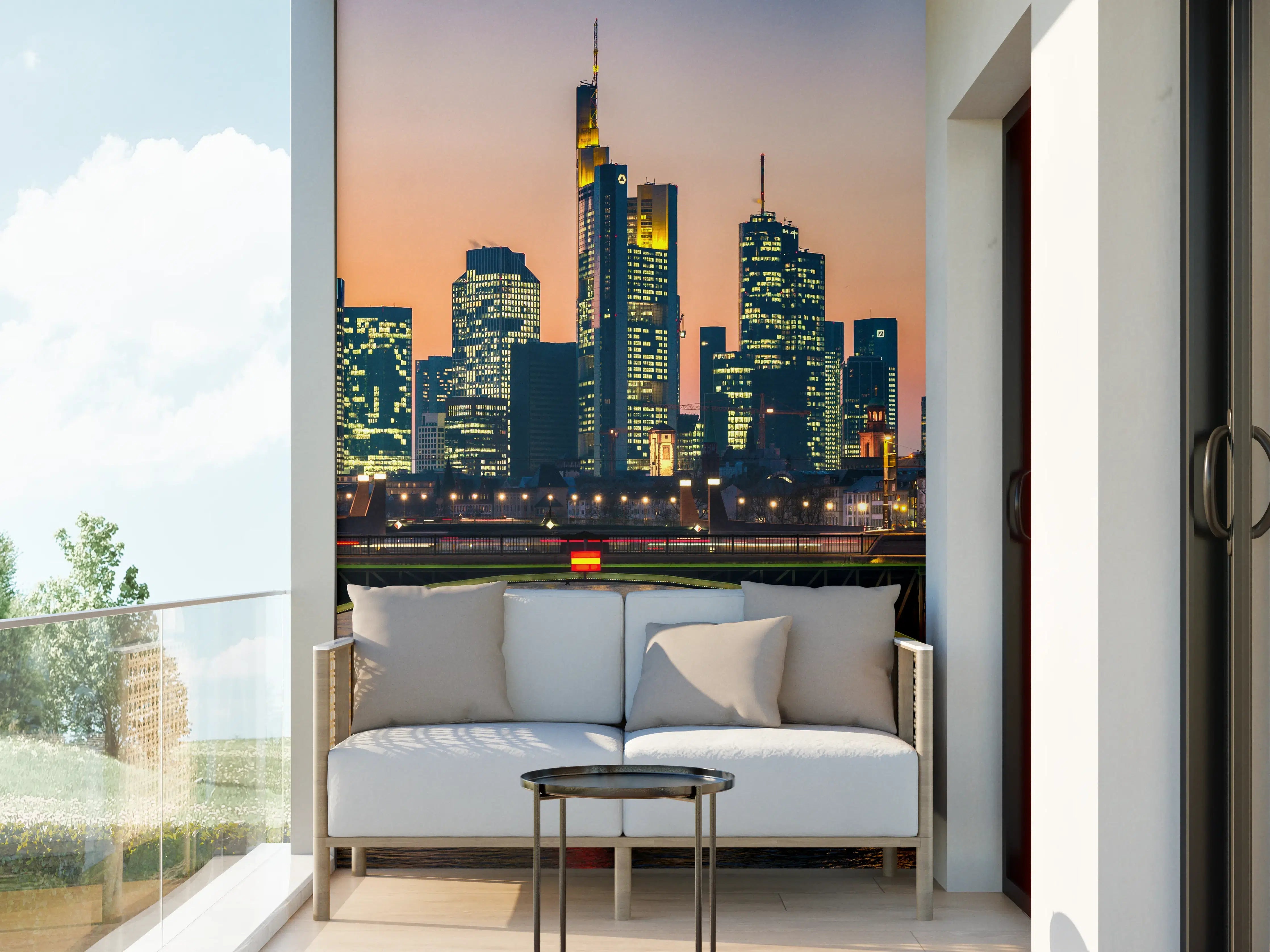 Wandverkleidung außen - Frankfurt Skyline Sonnenuntergang