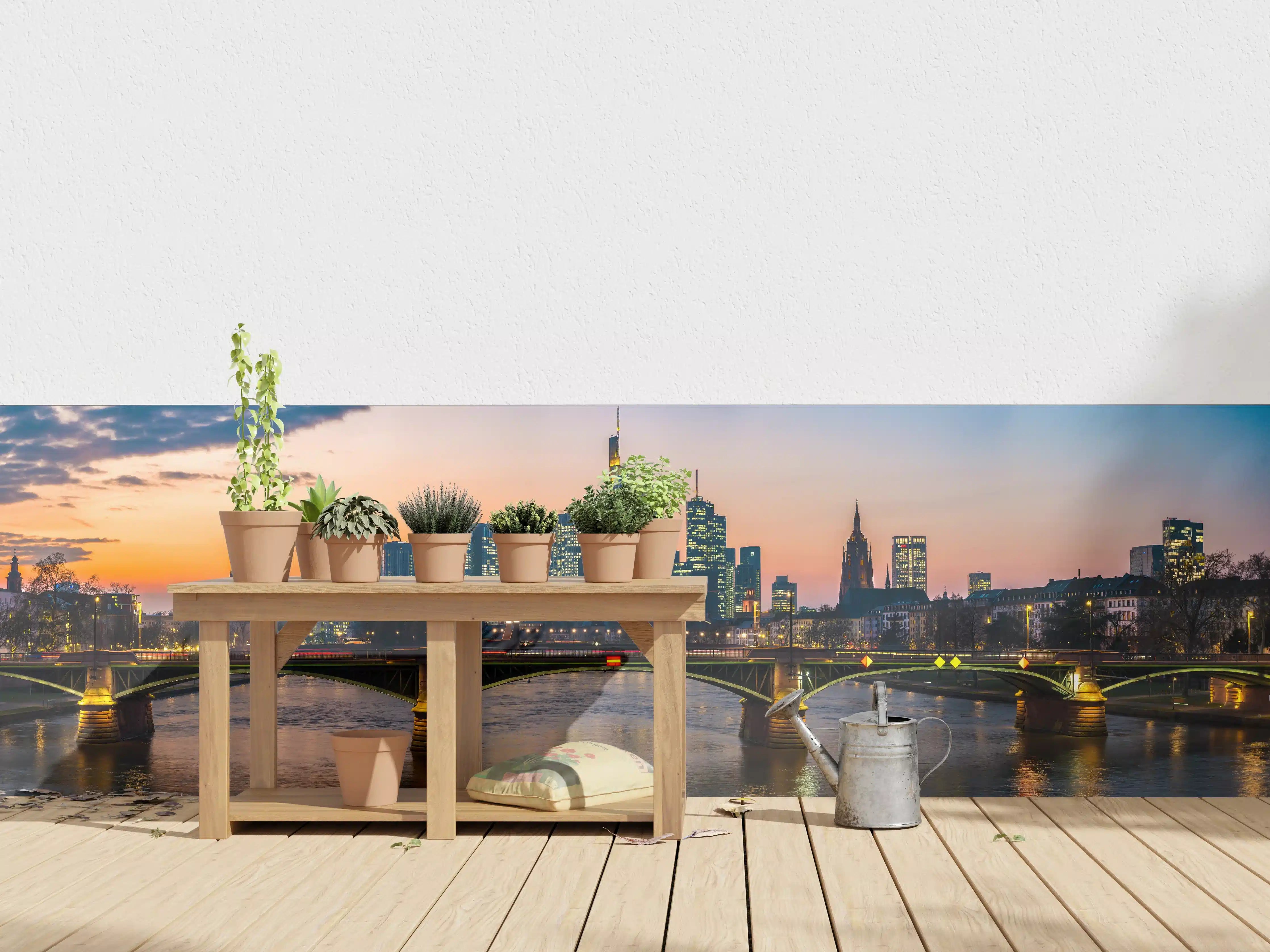 Wandverkleidung außen - Frankfurt Skyline Sonnenuntergang