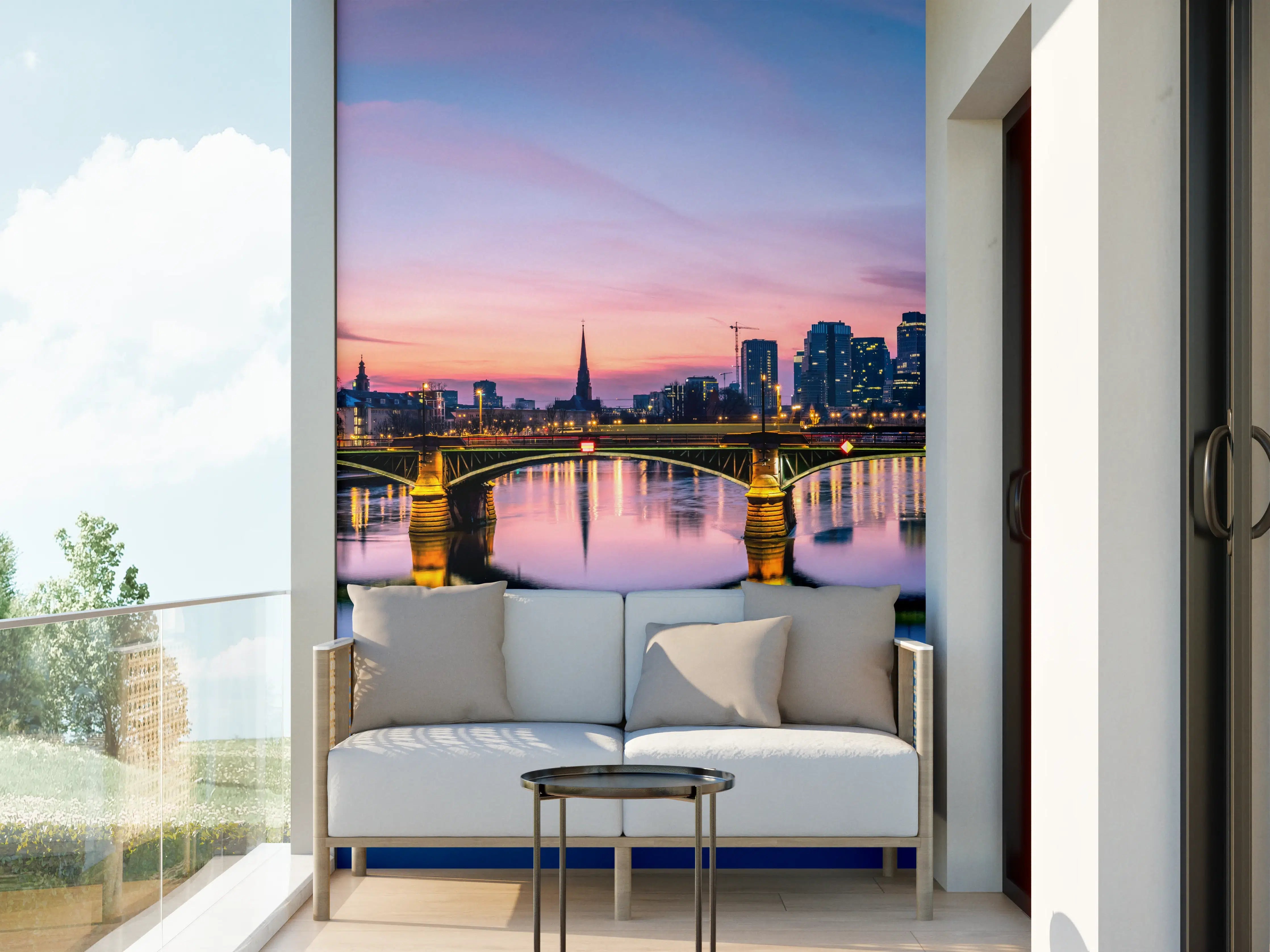 Wandverkleidung außen - Frankfurt Skyline Wasserspiegelung