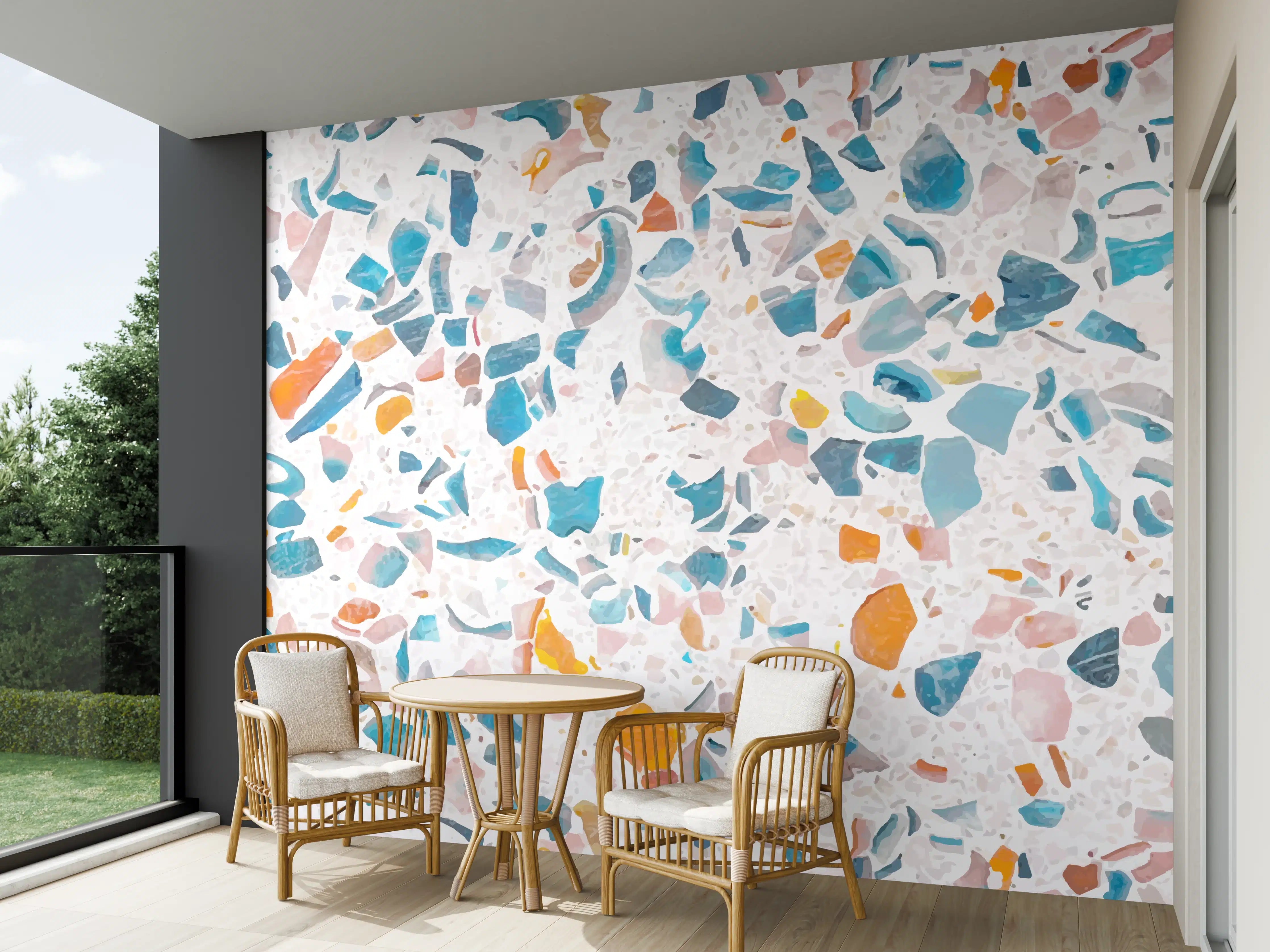 Wandverkleidung außen - Frisches Terrazzo-Design Bunt