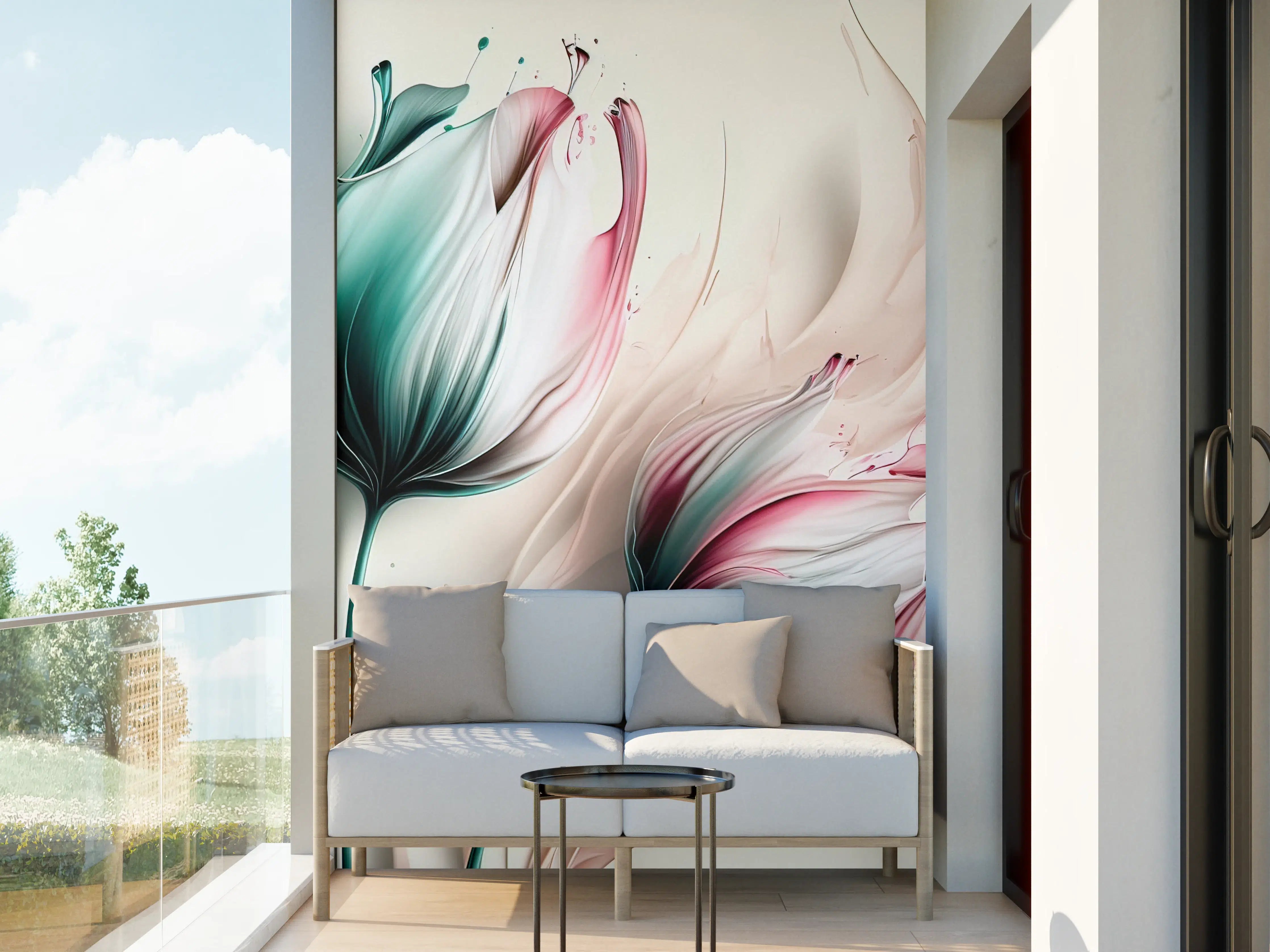 Wandverkleidung außen - Frühlings-Tulpen in Fluid Art