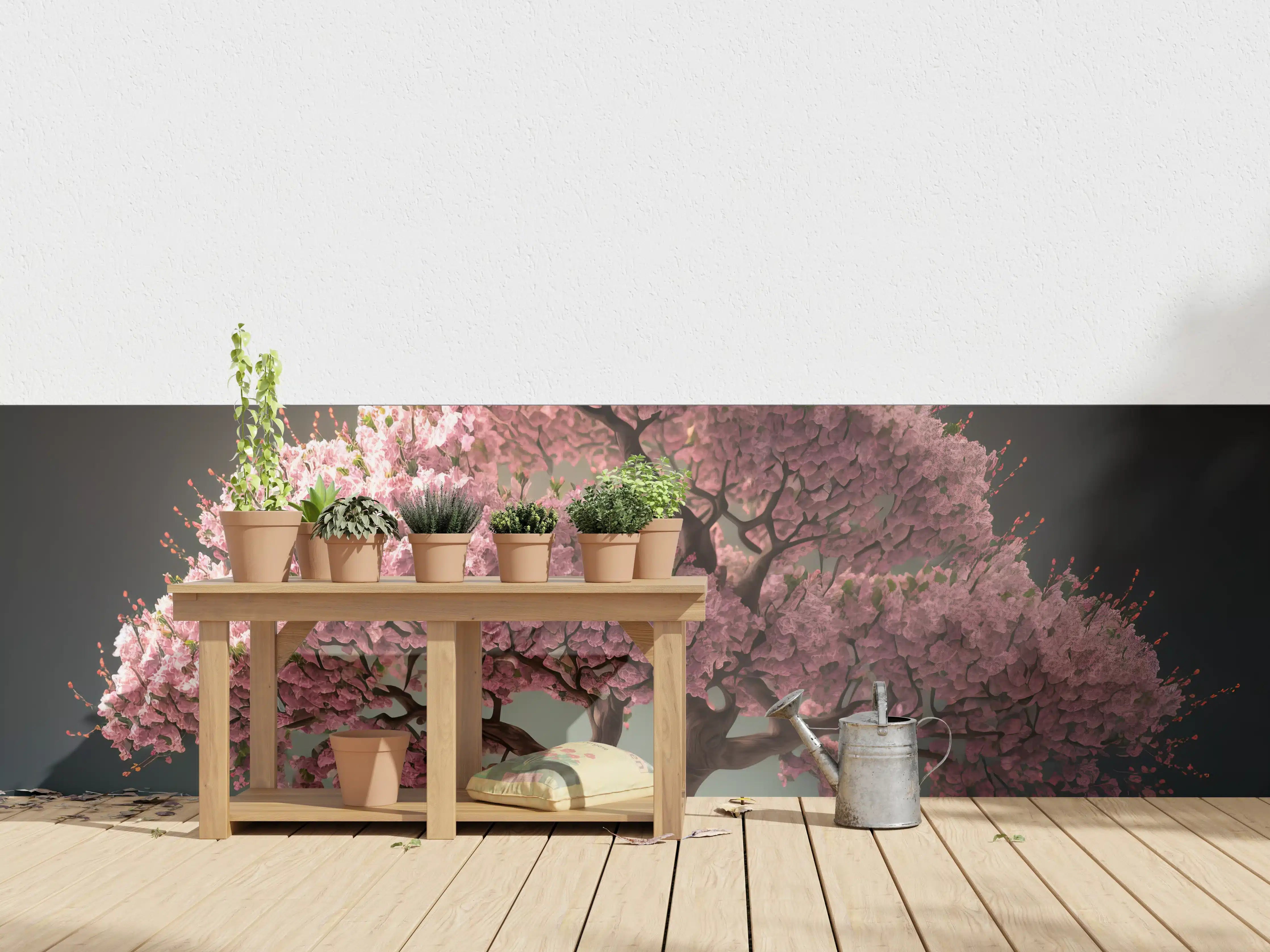 Wandverkleidung außen - Frühlingszeit Kirschblüte Sakura Baum - KI generiert