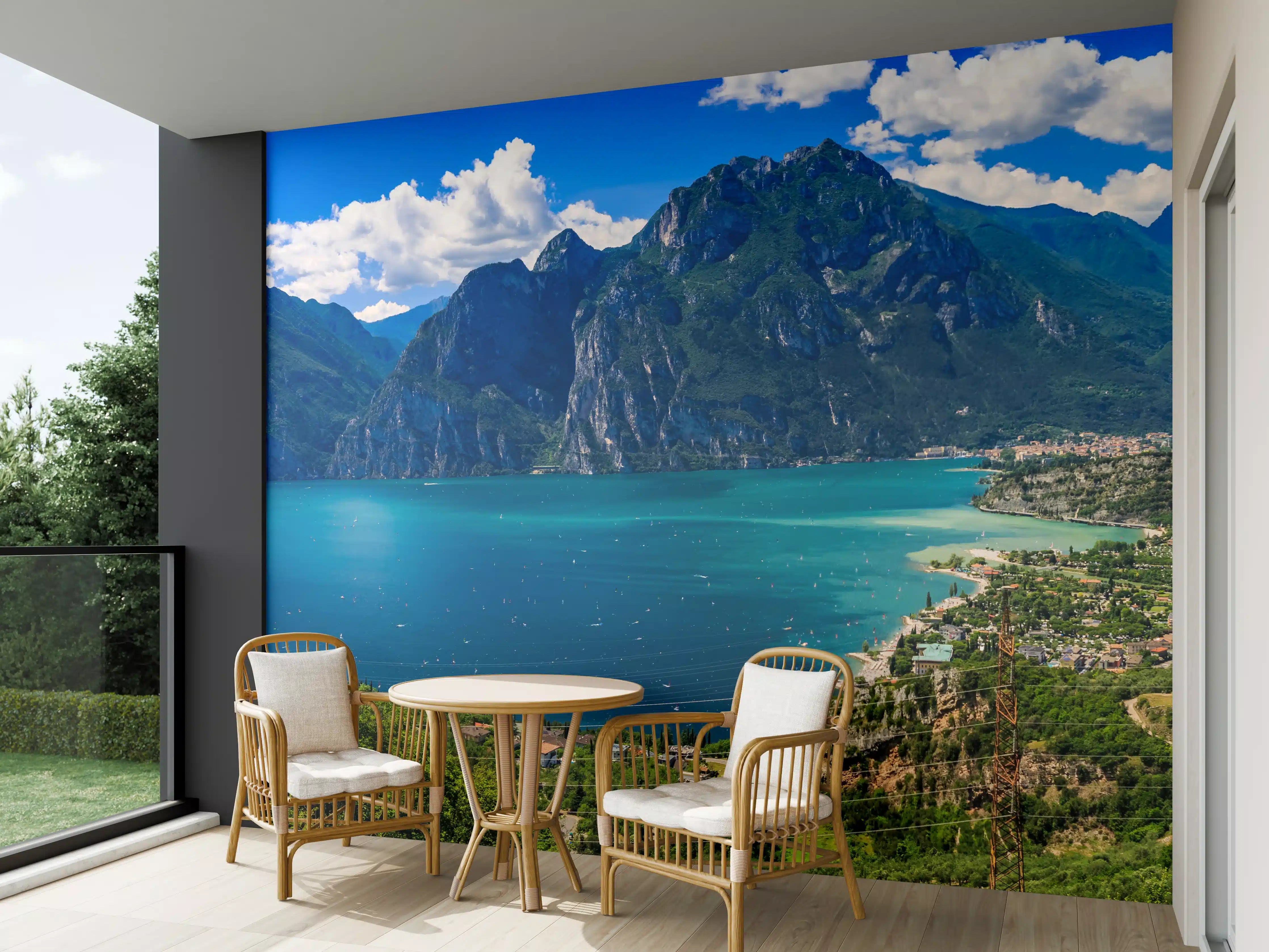 Wandverkleidung außen - Gardasee Panorama in Blau und Grün