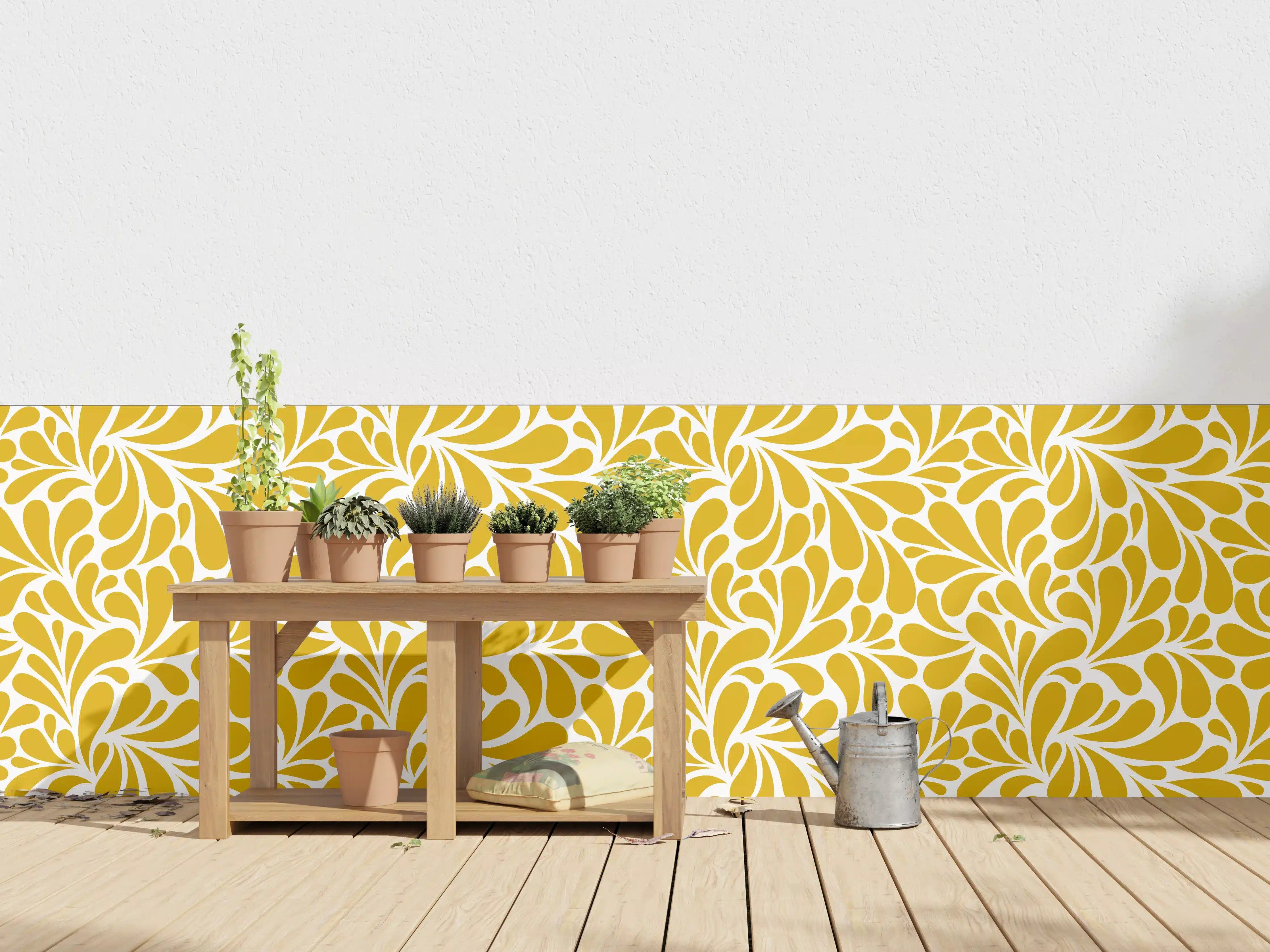 Wandverkleidung außen - Gelb-Weiß-Muster-Design