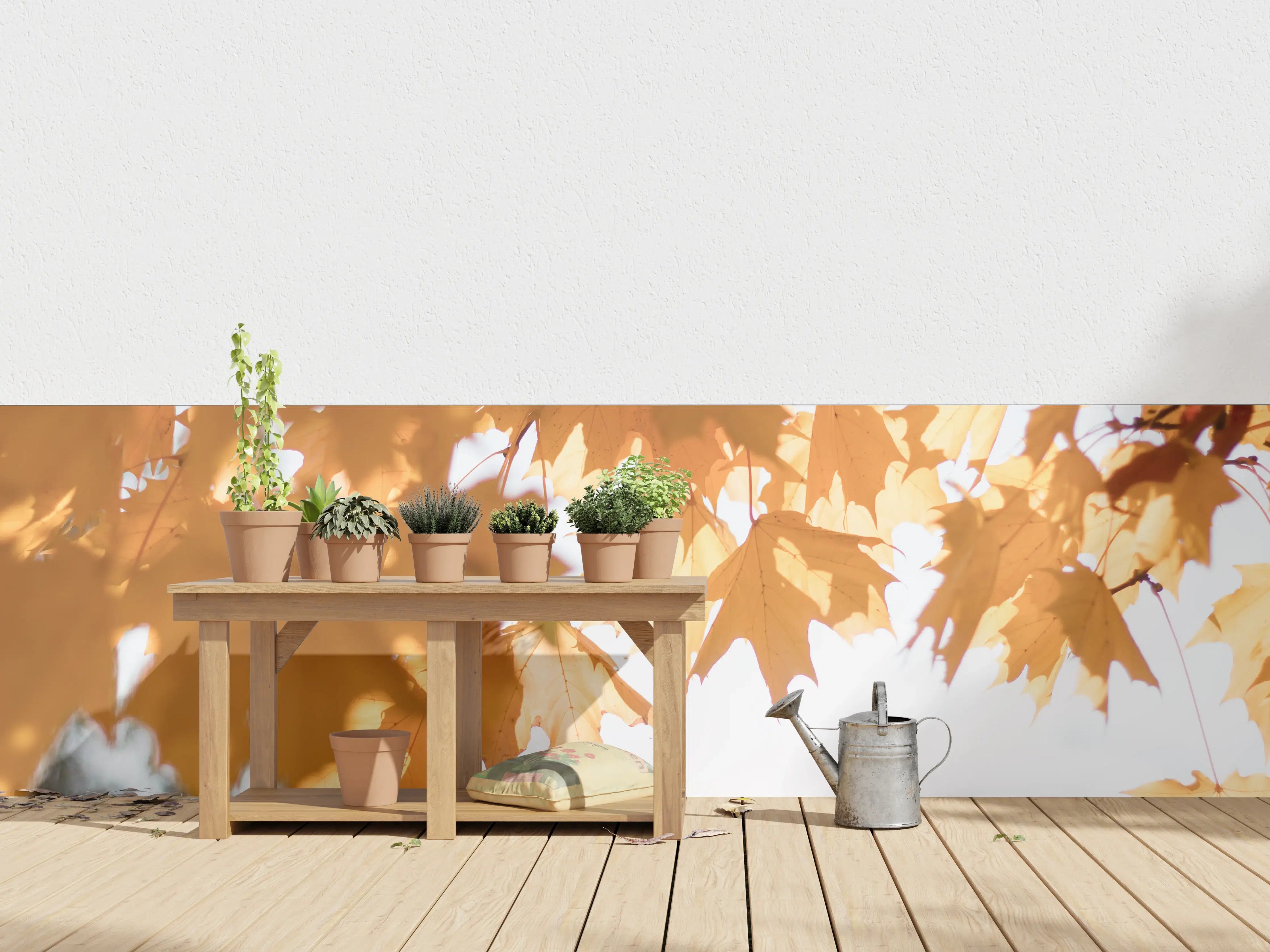Wandverkleidung außen - Gelben Ahornblättern im Herbst