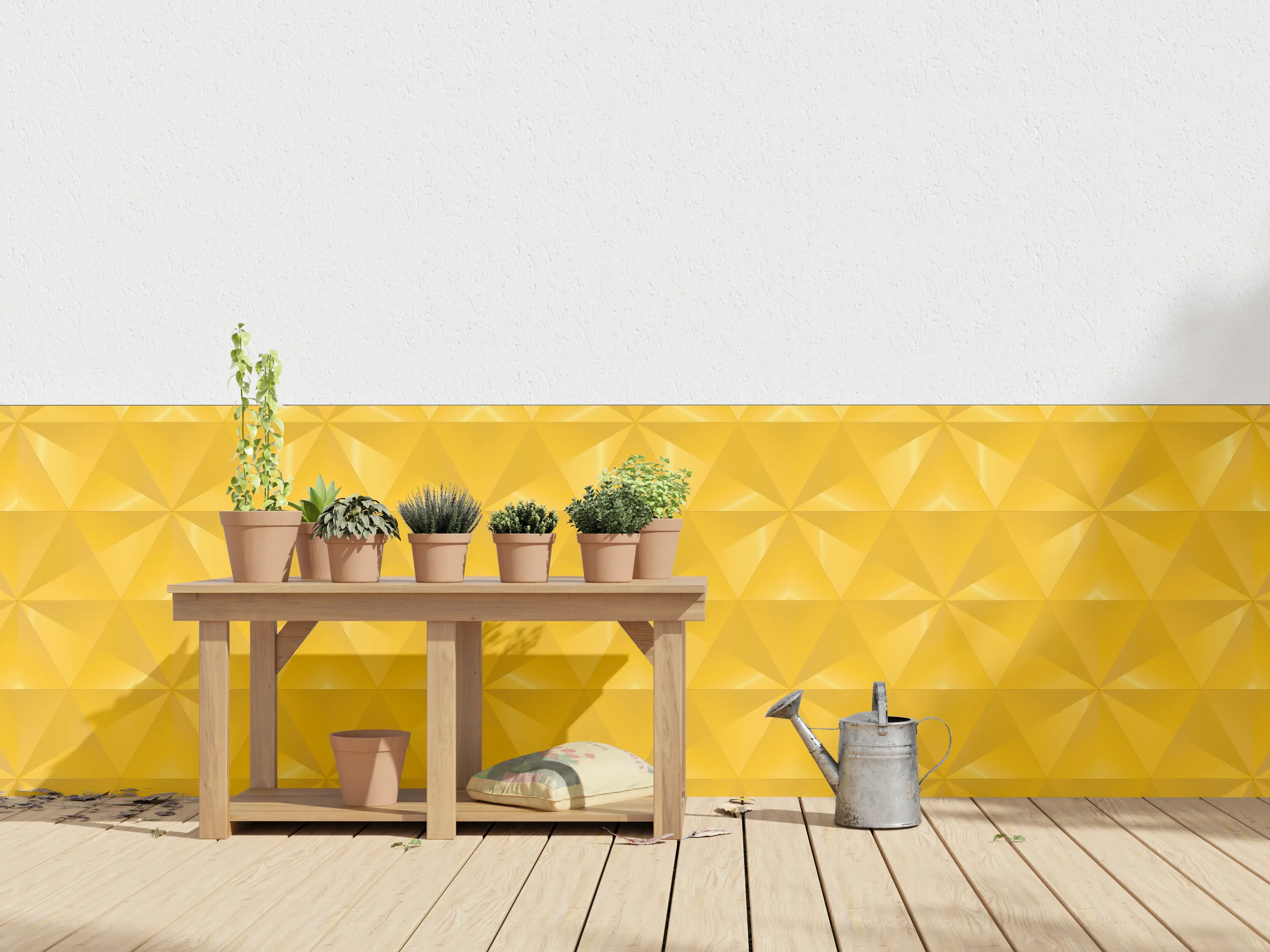 Wandverkleidung außen - Gelbes Fliesenmuster - Geometrie