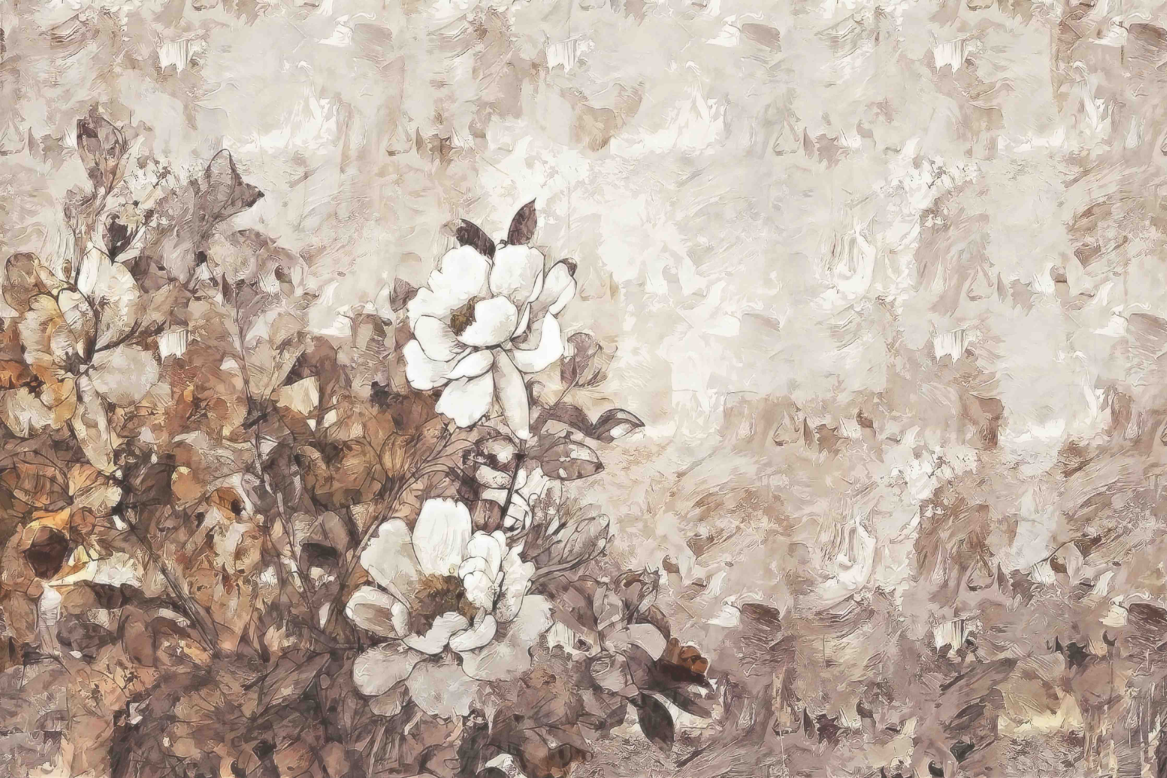 Wandverkleidung außen-Gemälde . weiße Blüten