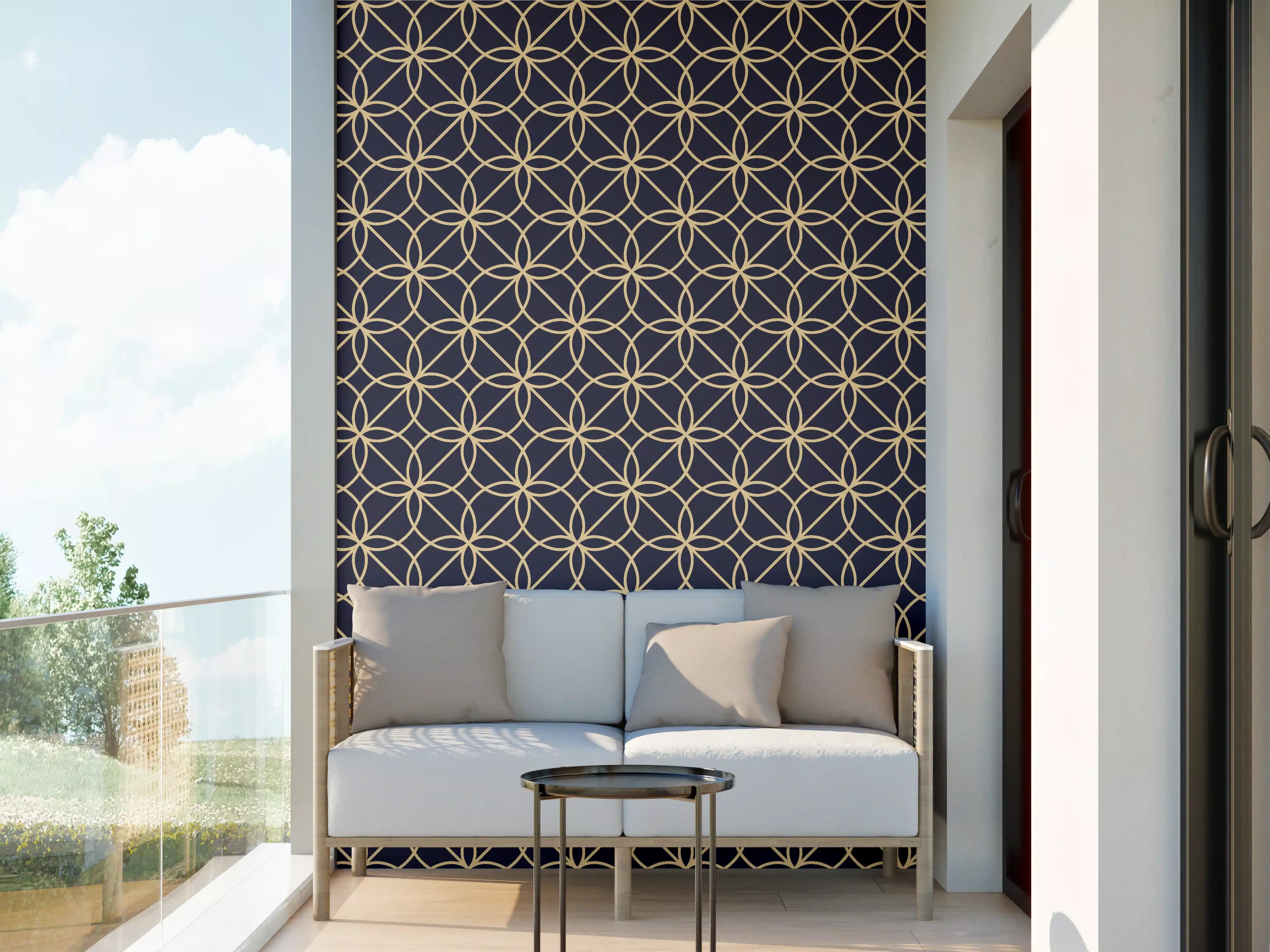 Wandverkleidung außen - Geometrisch Blaues Muster