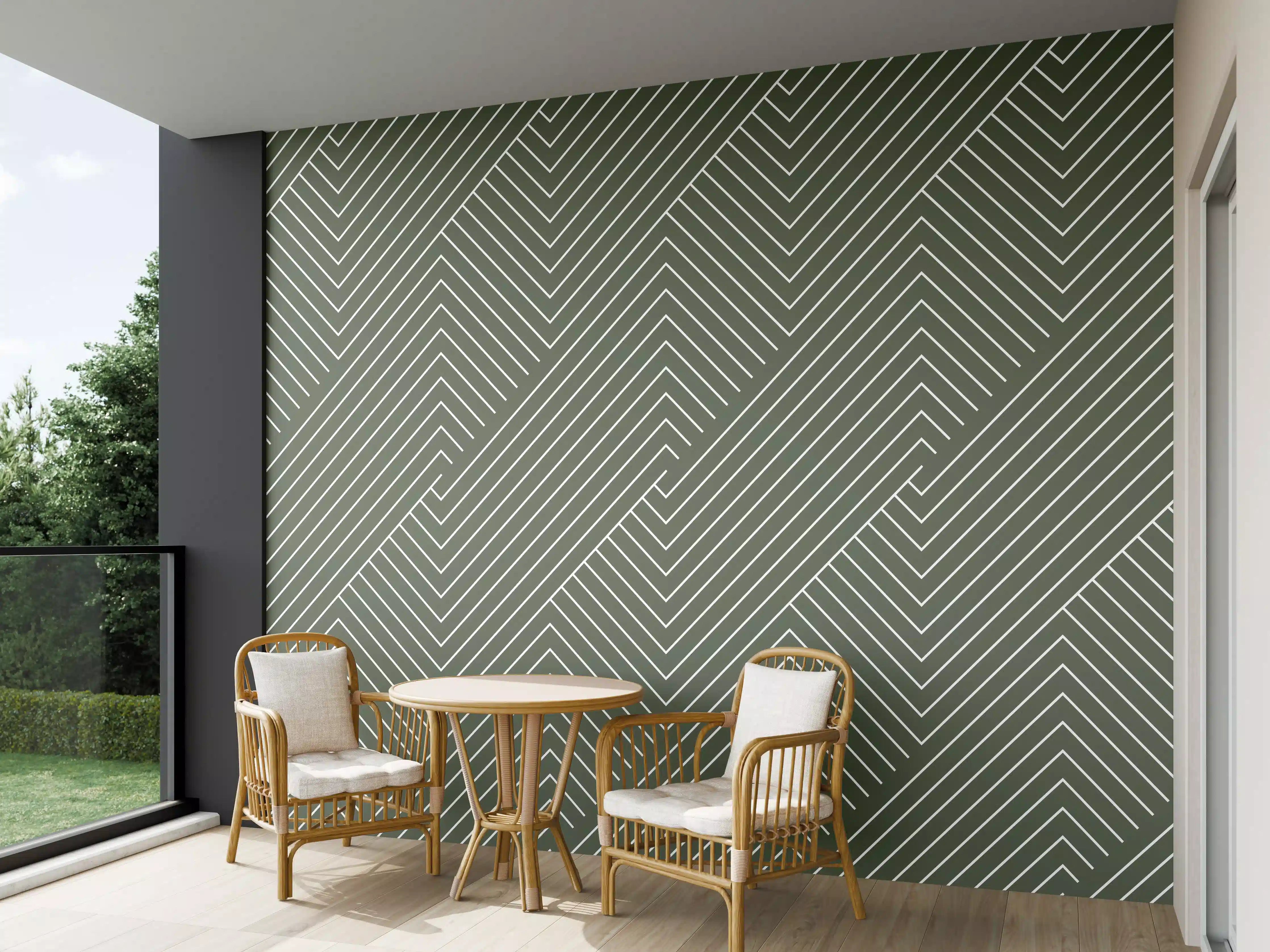 Wandverkleidung außen - Geometrische Grün-Muster