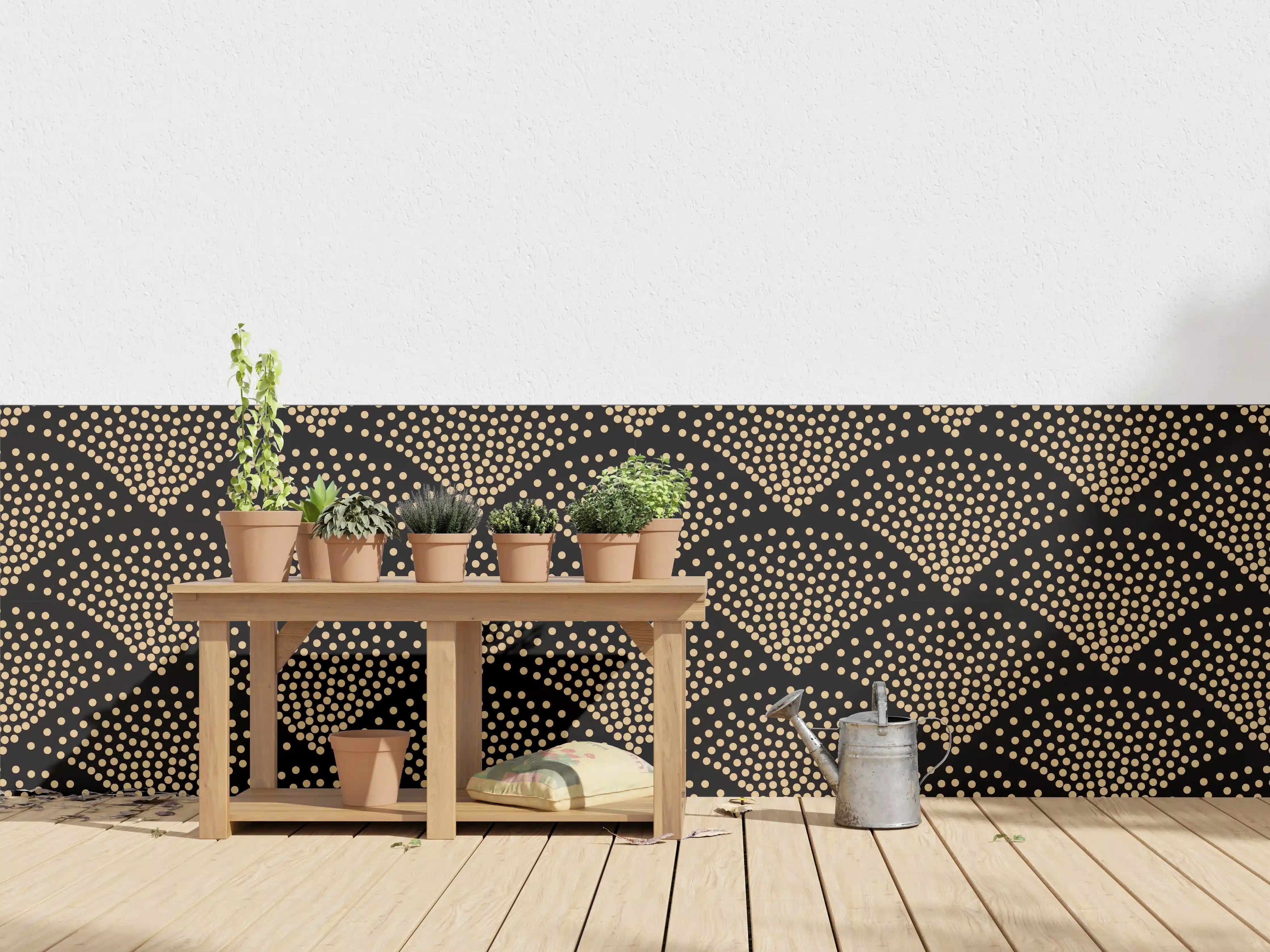 Wandverkleidung außen - Geometrische Schwarz-Gold-Musterung