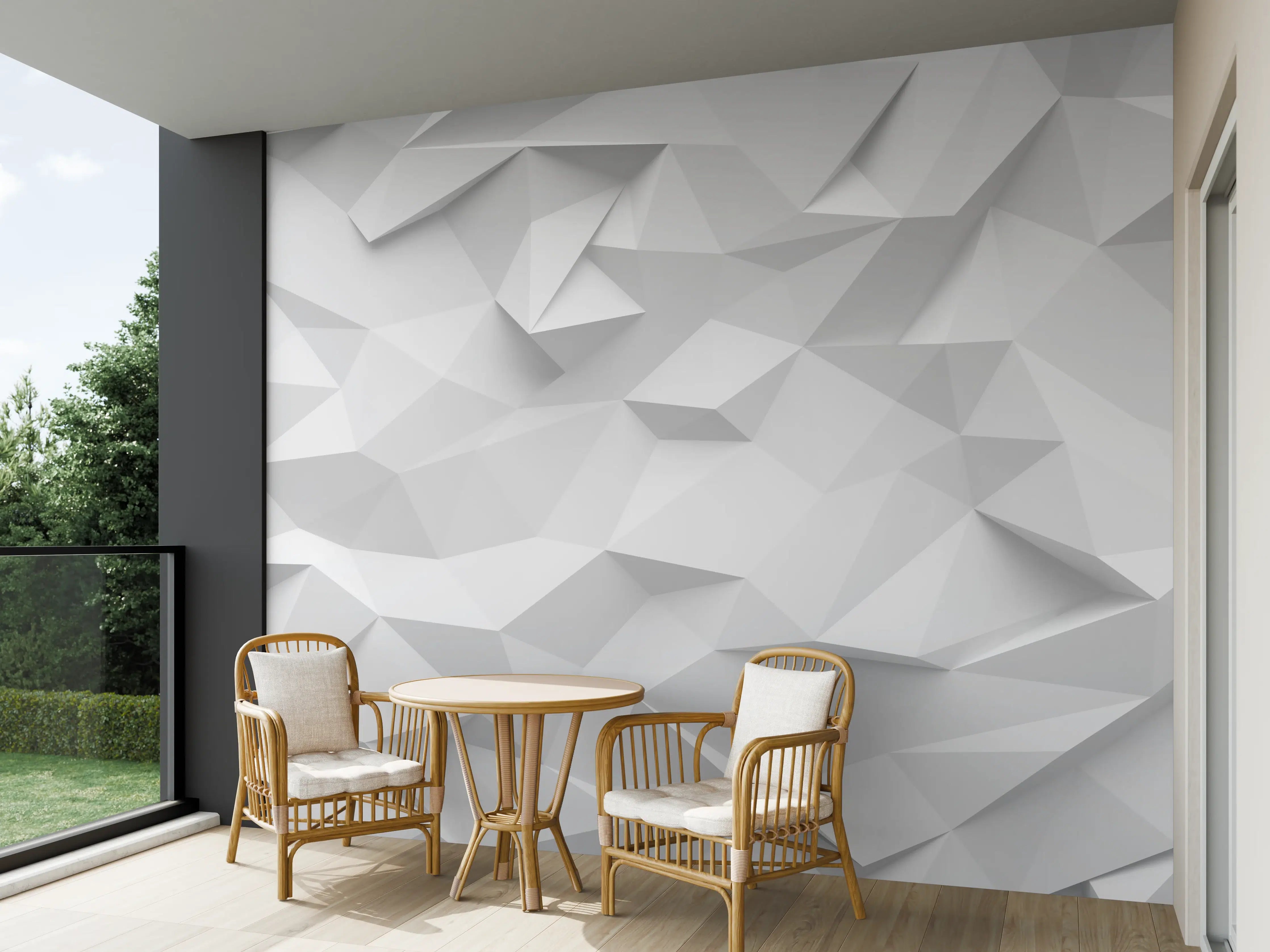 Wandverkleidung außen - Geometrische Weiß-Grau Textur