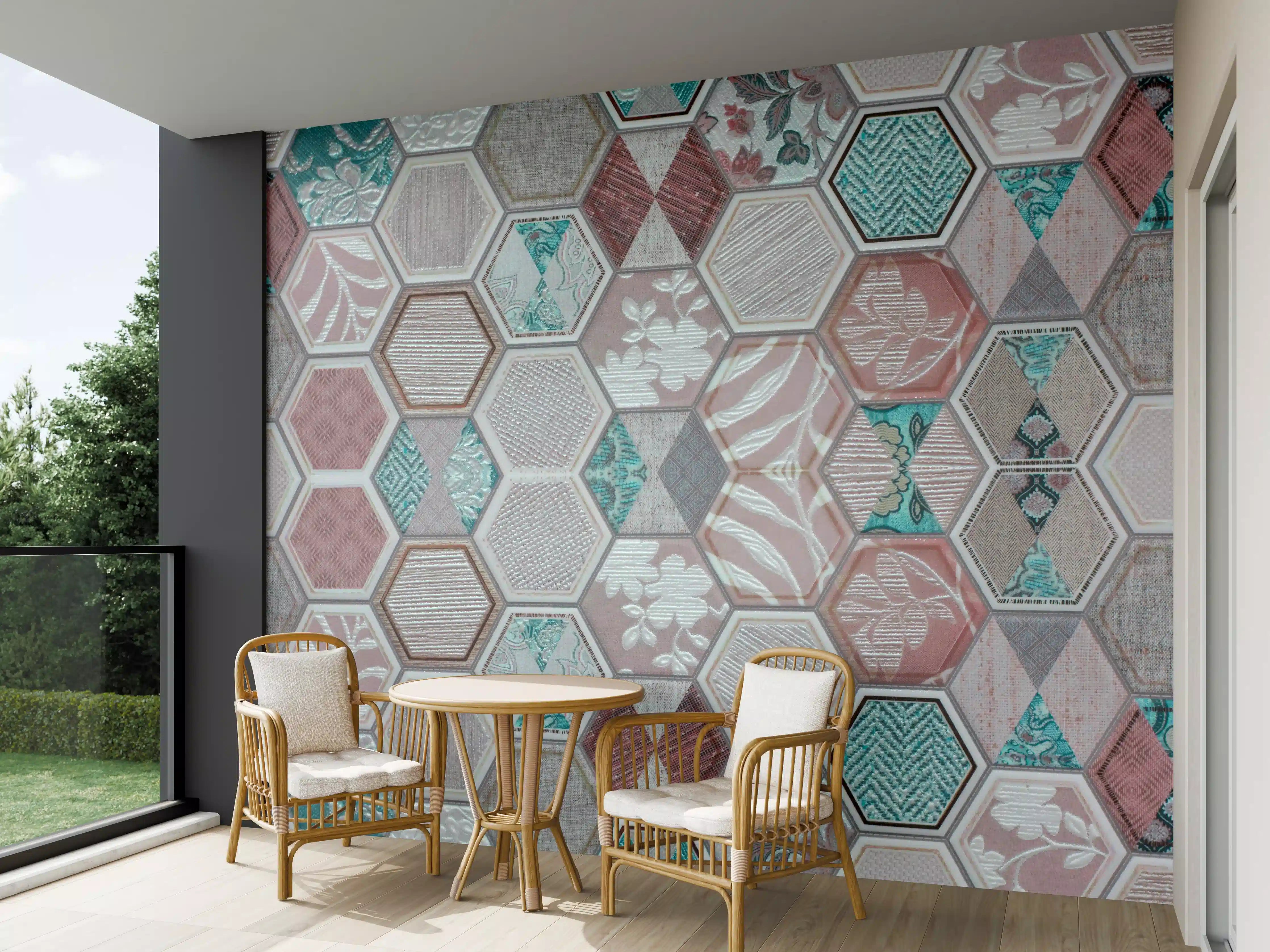 Wandverkleidung außen - Geometrisches Hexagon-Mosaikmuster