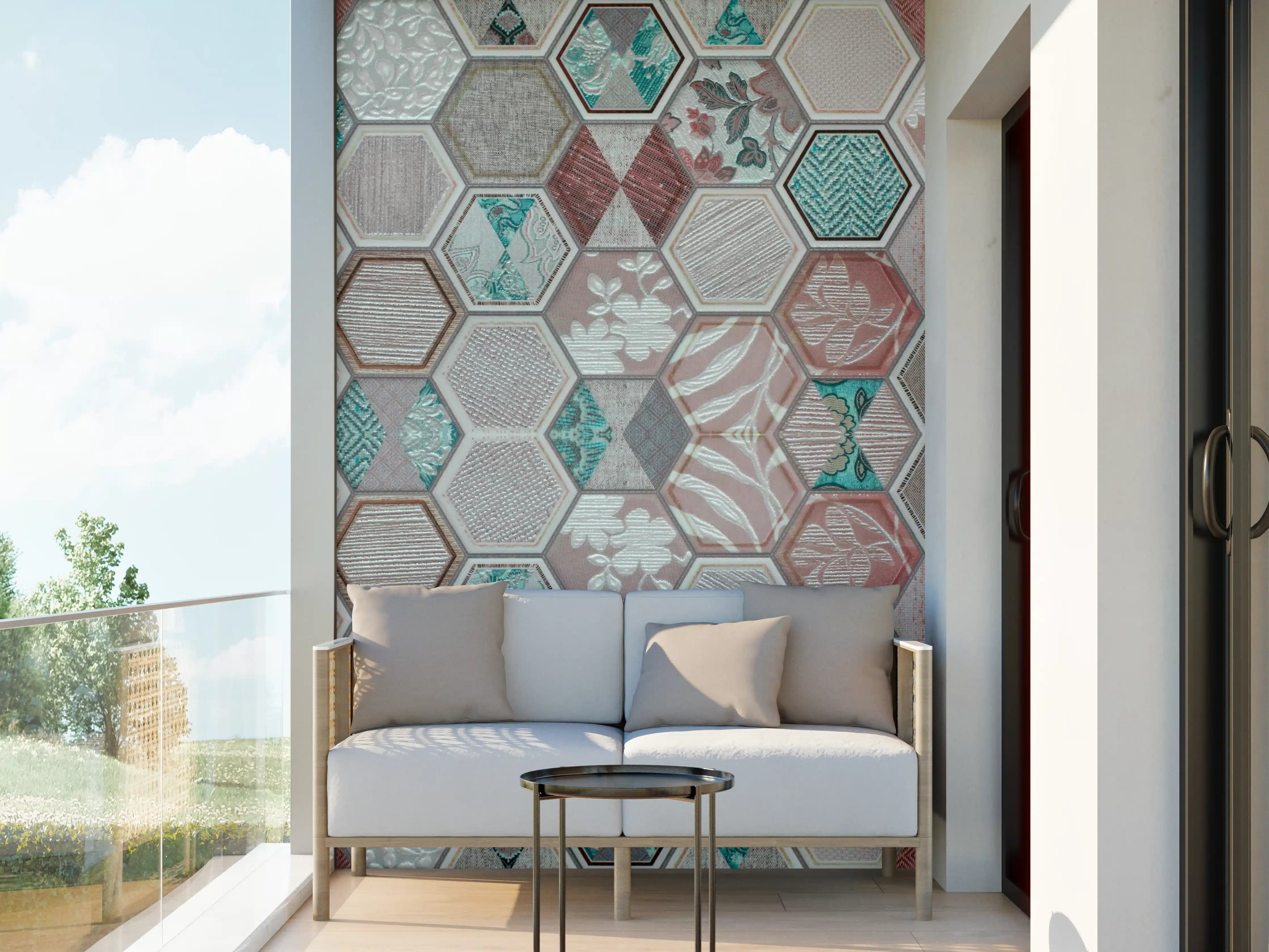 Wandverkleidung außen - Geometrisches Hexagon-Mosaikmuster