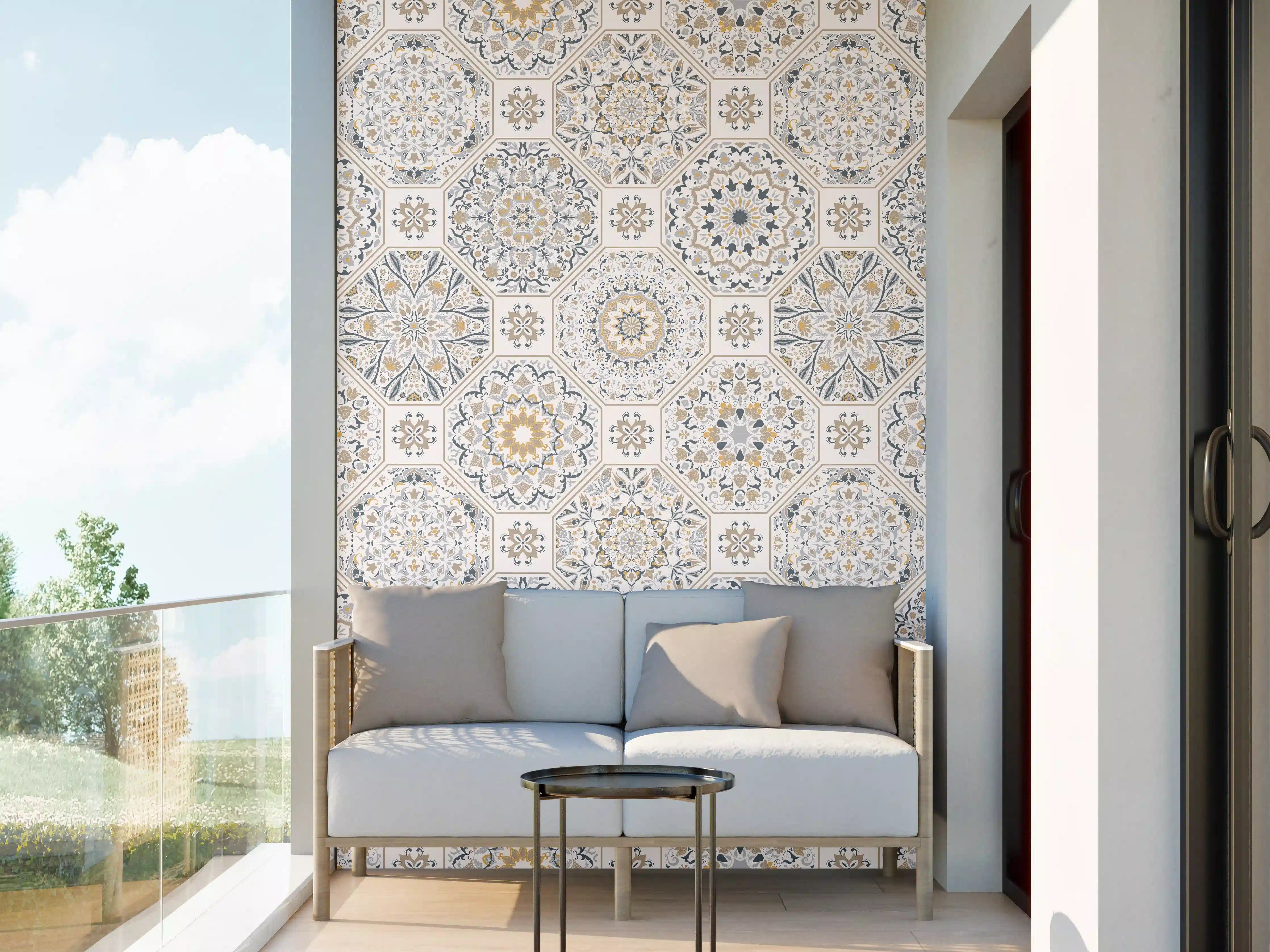 Wandverkleidung außen - Geometrisches Mosaik-Muster Beige
