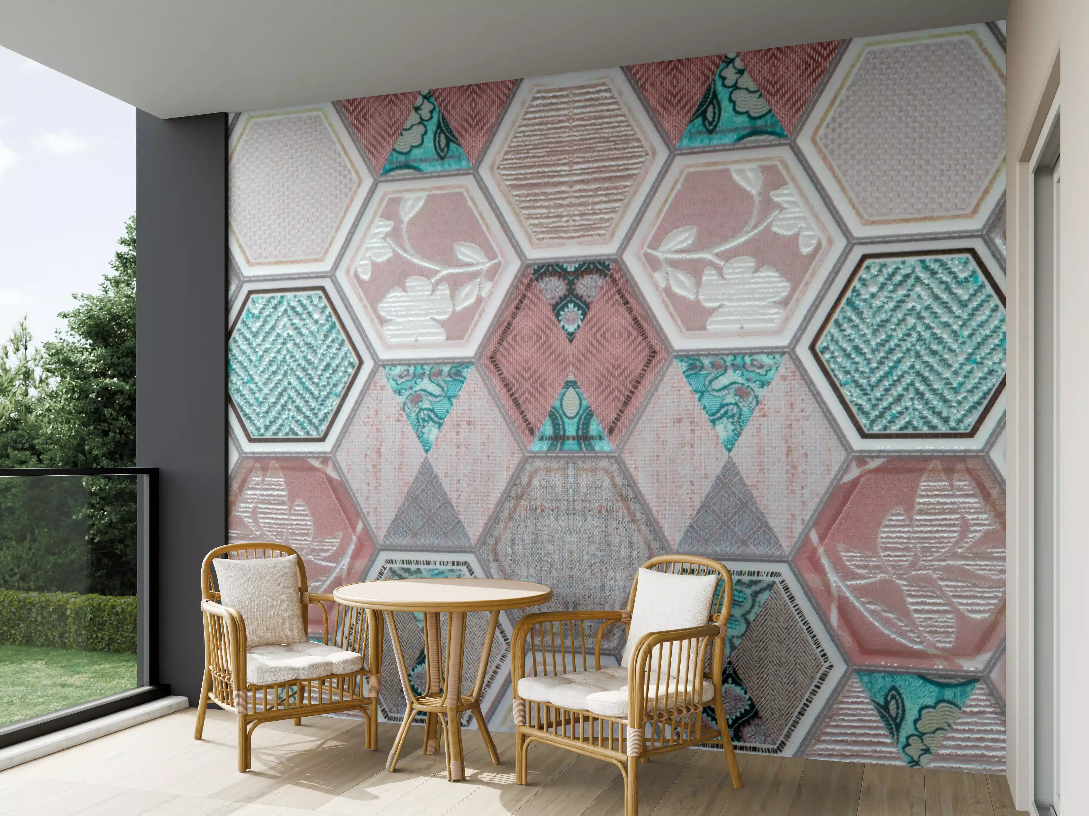 Wandverkleidung außen - Geometrisches Muster Pastell