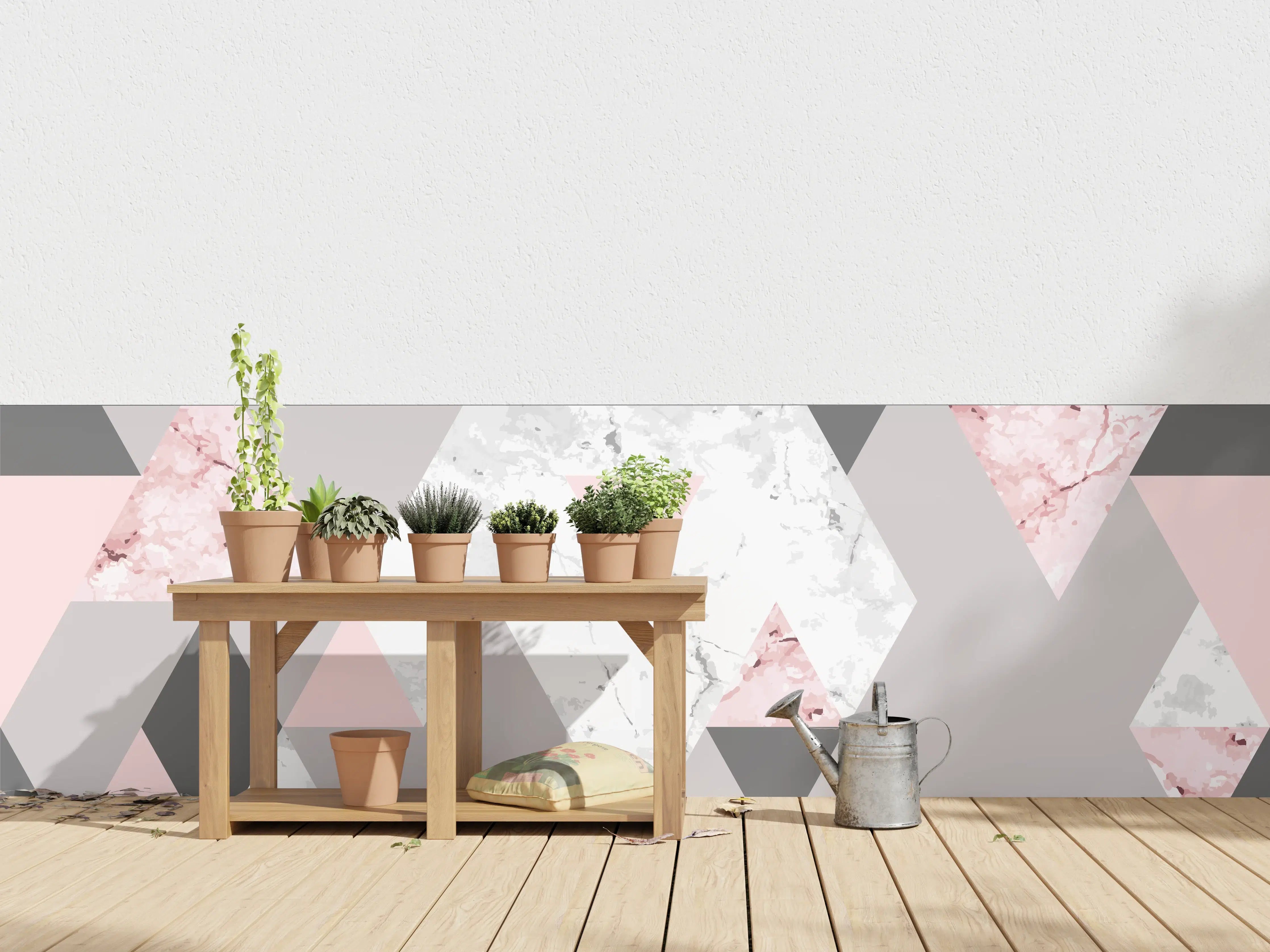 Wandverkleidung außen - Geometrisches Rosa-Grau-Muster