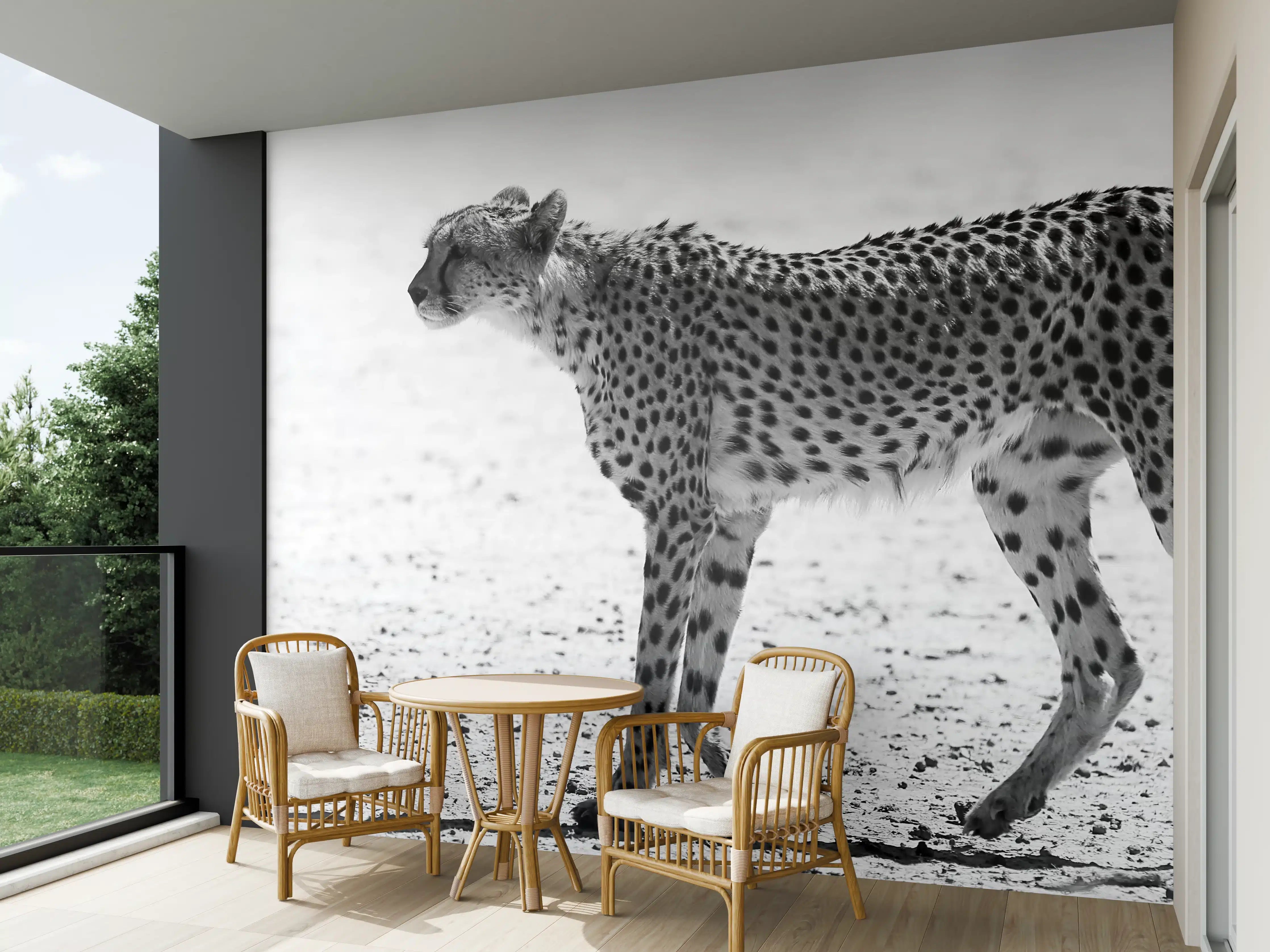Wandverkleidung außen - Gepard - schwarz-weiß