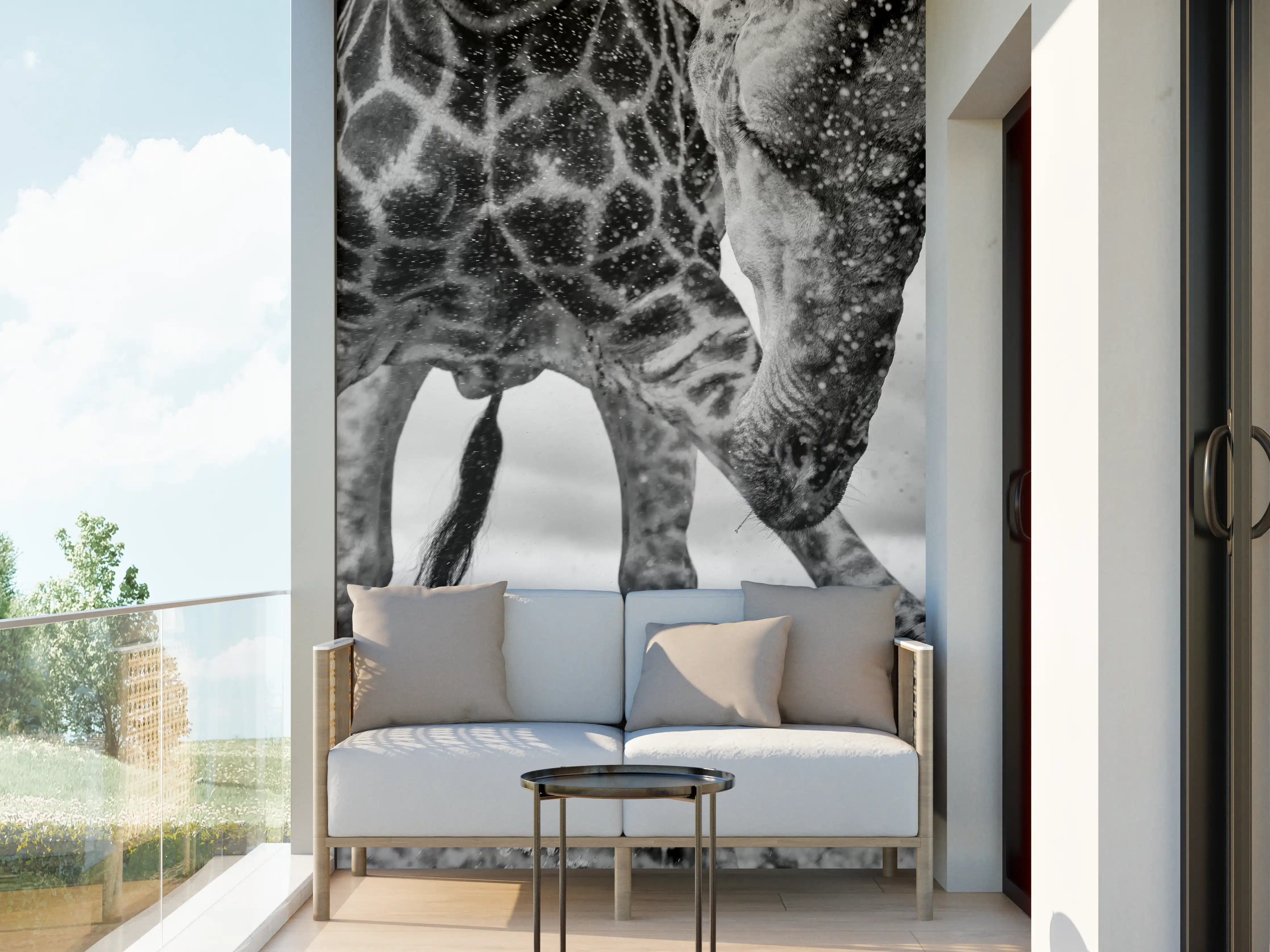 Wandverkleidung außen - Giraffe Schwarz-Weiß Splish