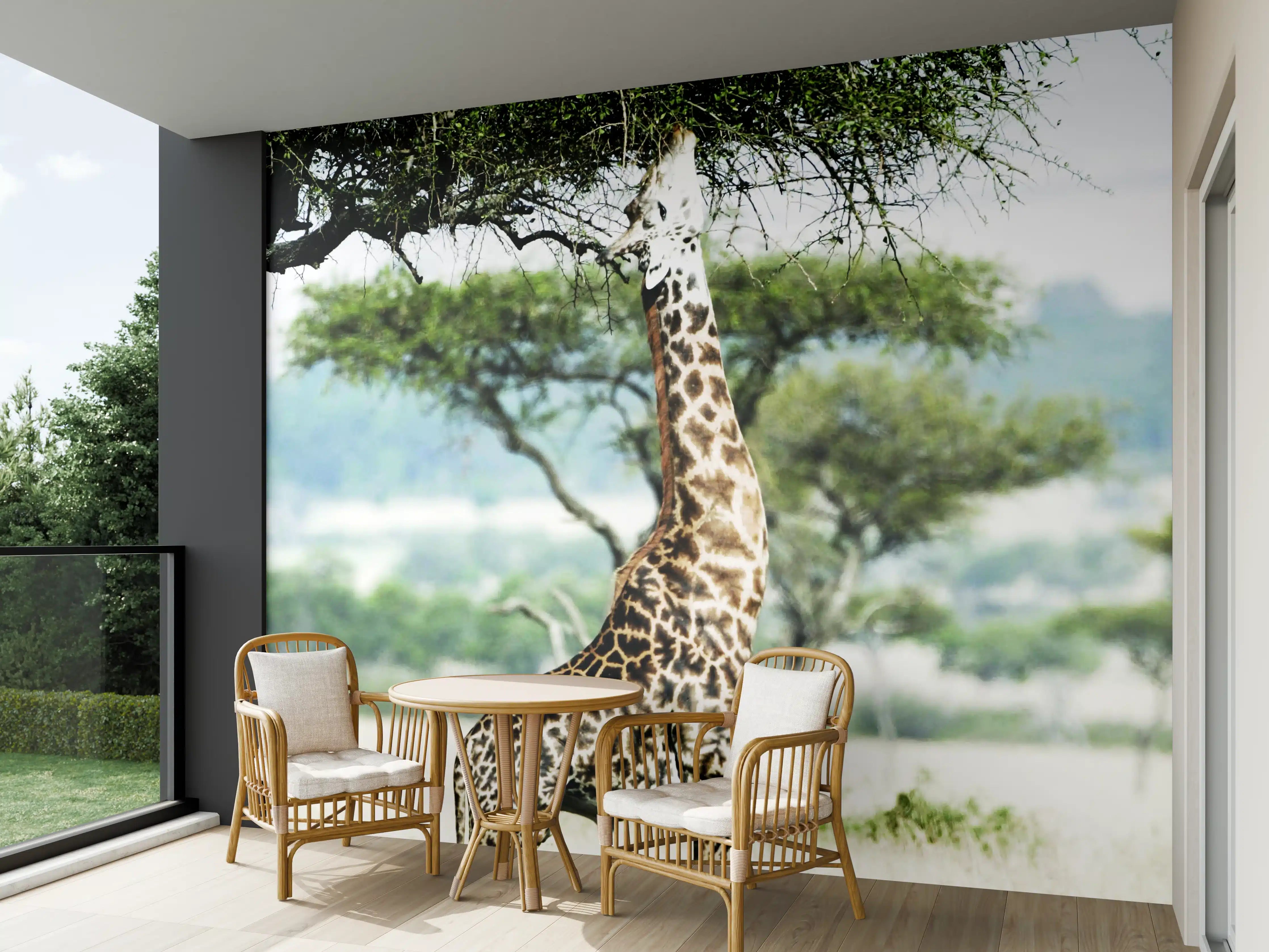 Wandverkleidung außen - Giraffe in der Savanne