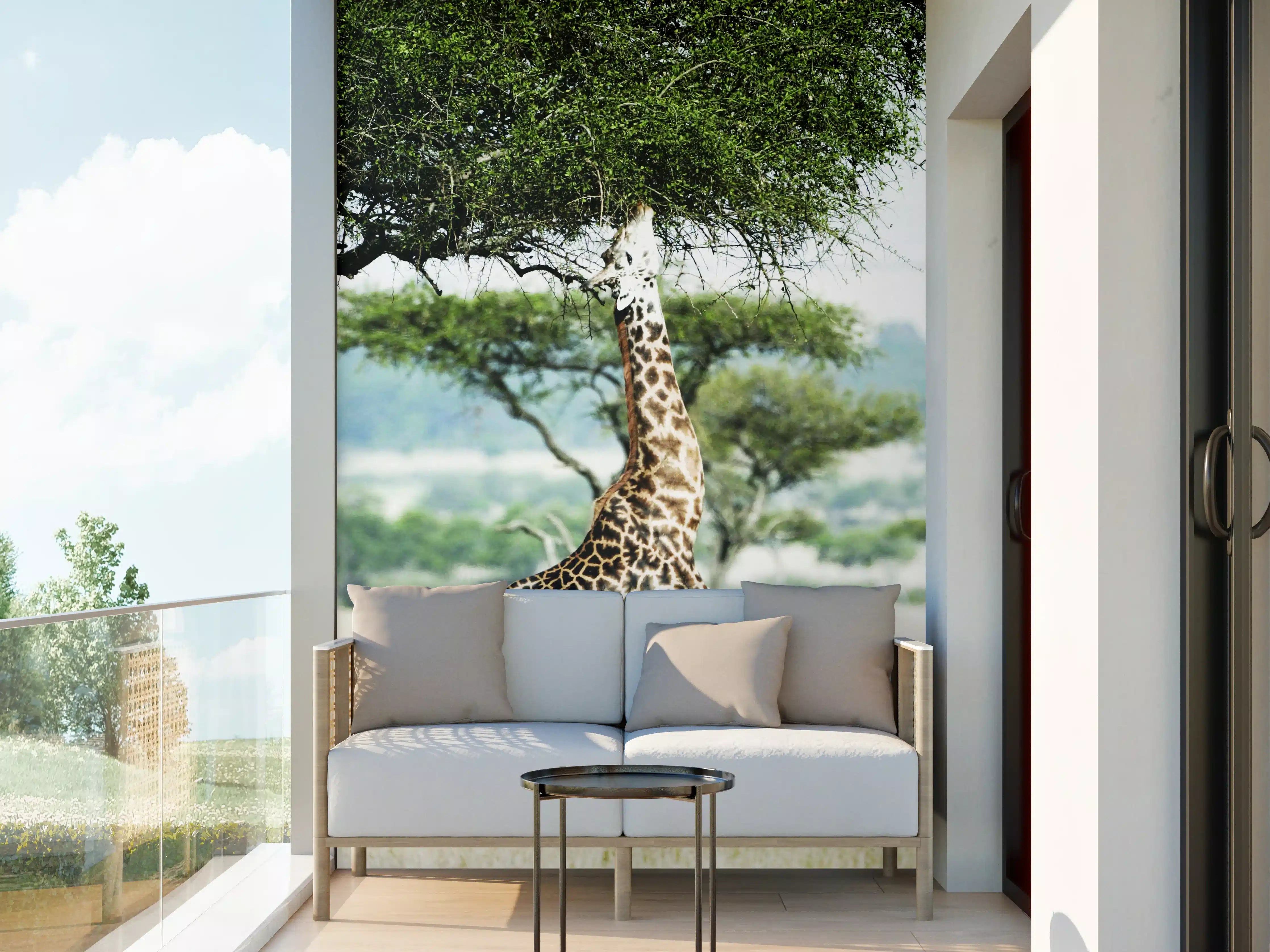 Wandverkleidung außen - Giraffe in der Savanne