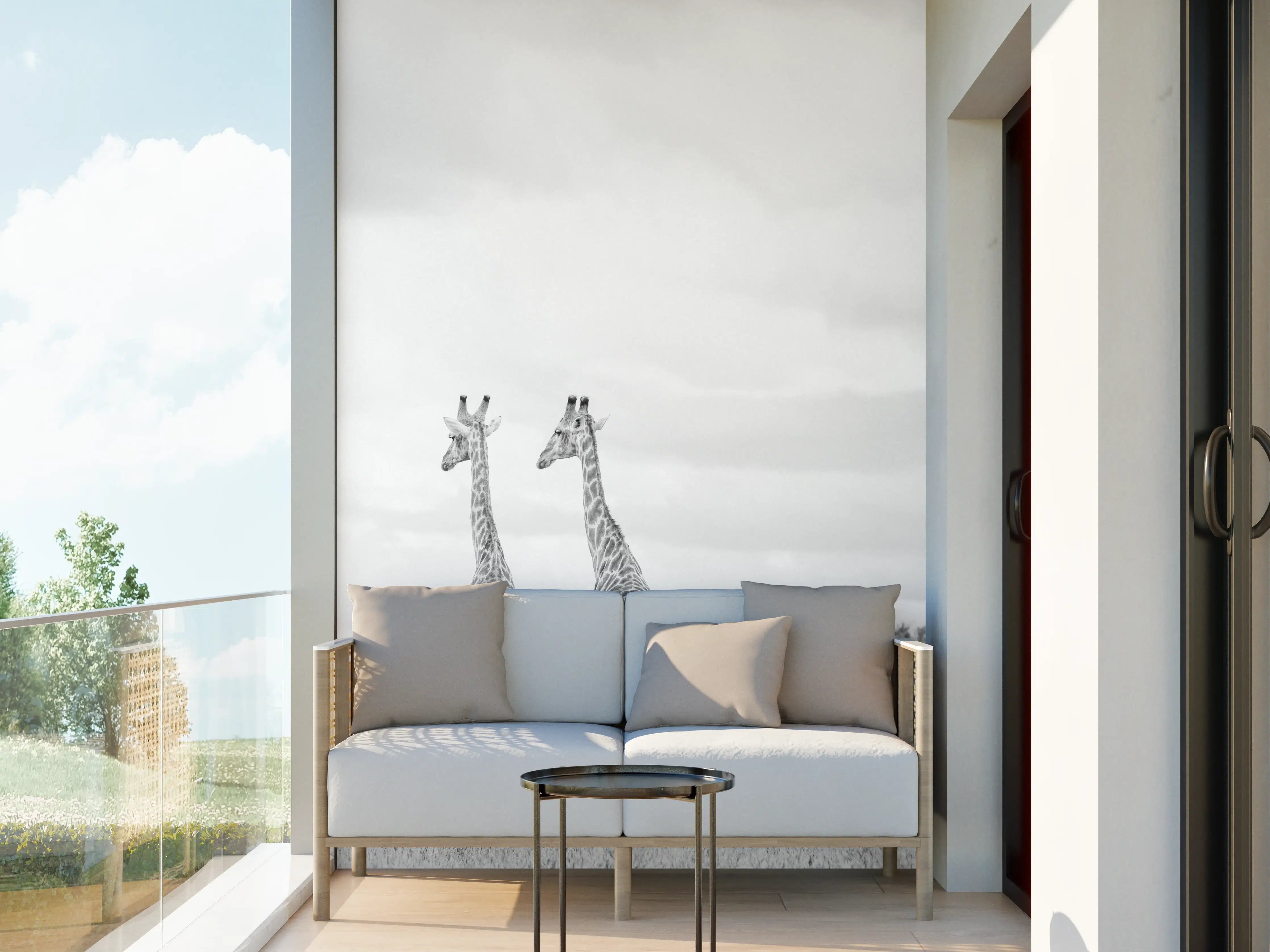 Wandverkleidung außen - Giraffen und Zebras - schwarz-weiß