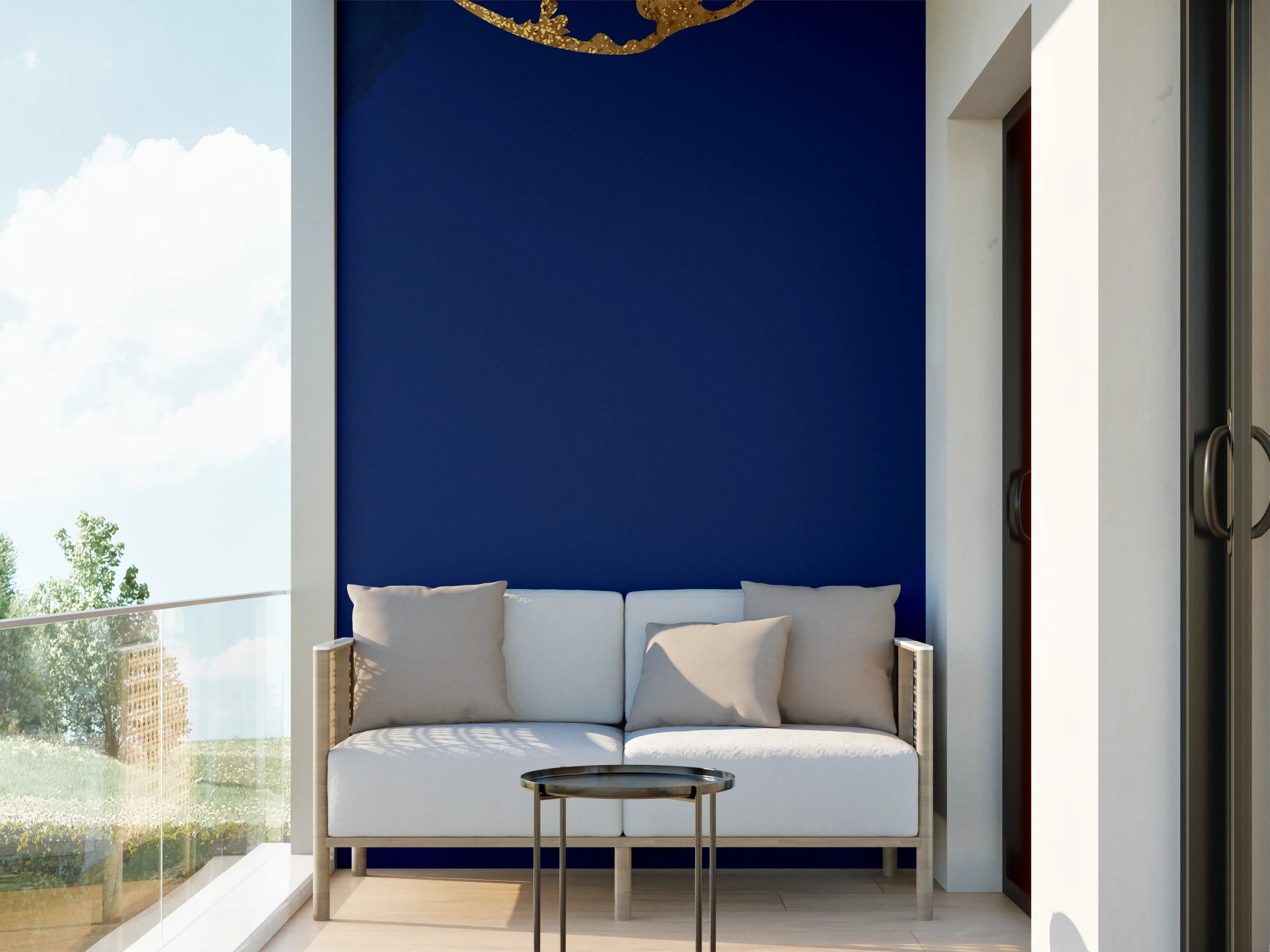Wandverkleidung außen - Gold-Blauer Abstrakter Entwurf