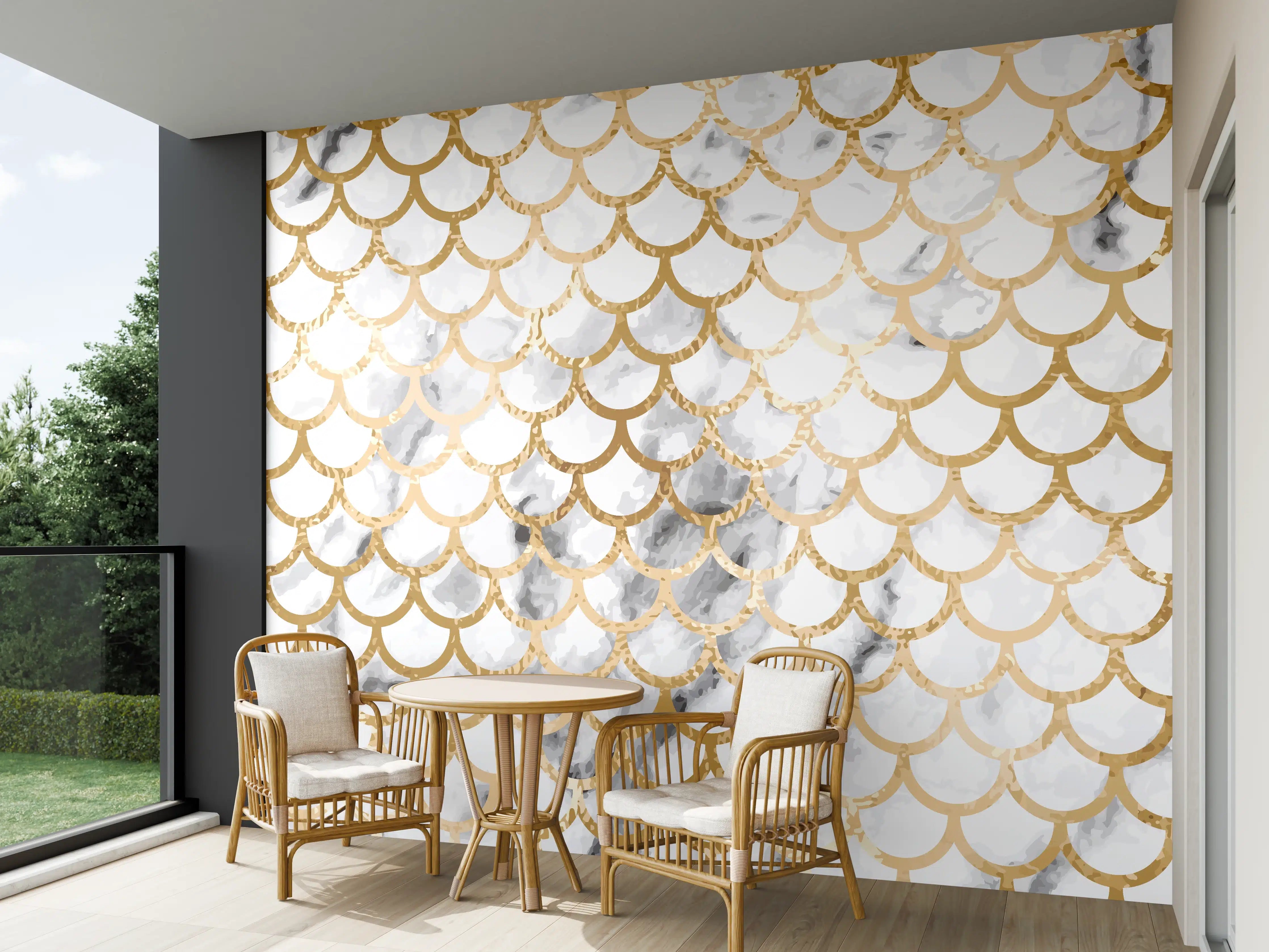 Wandverkleidung außen - Gold Marmor Skala Muster