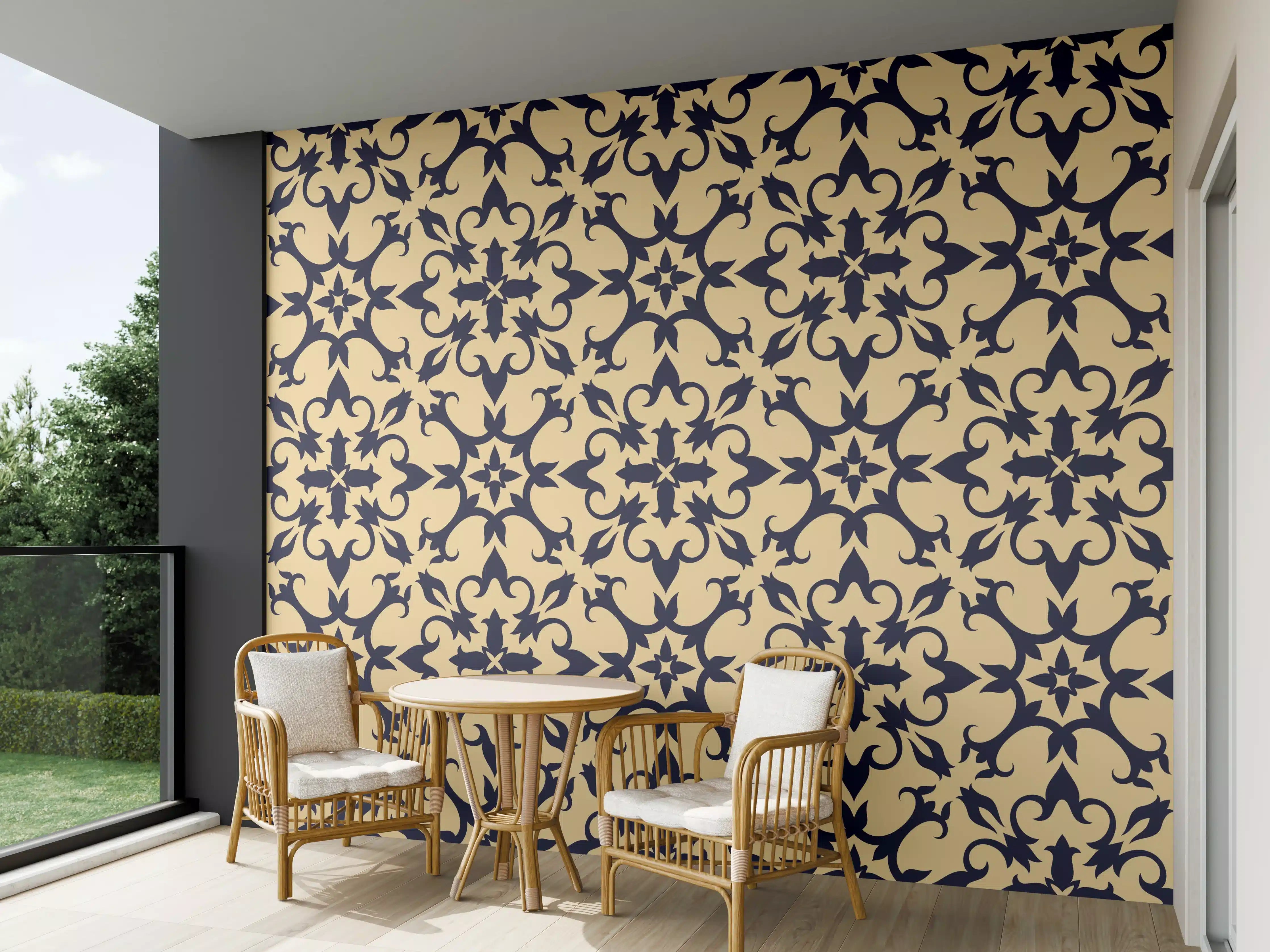 Wandverkleidung außen - Gold-Schwarz Geometrisches Muster