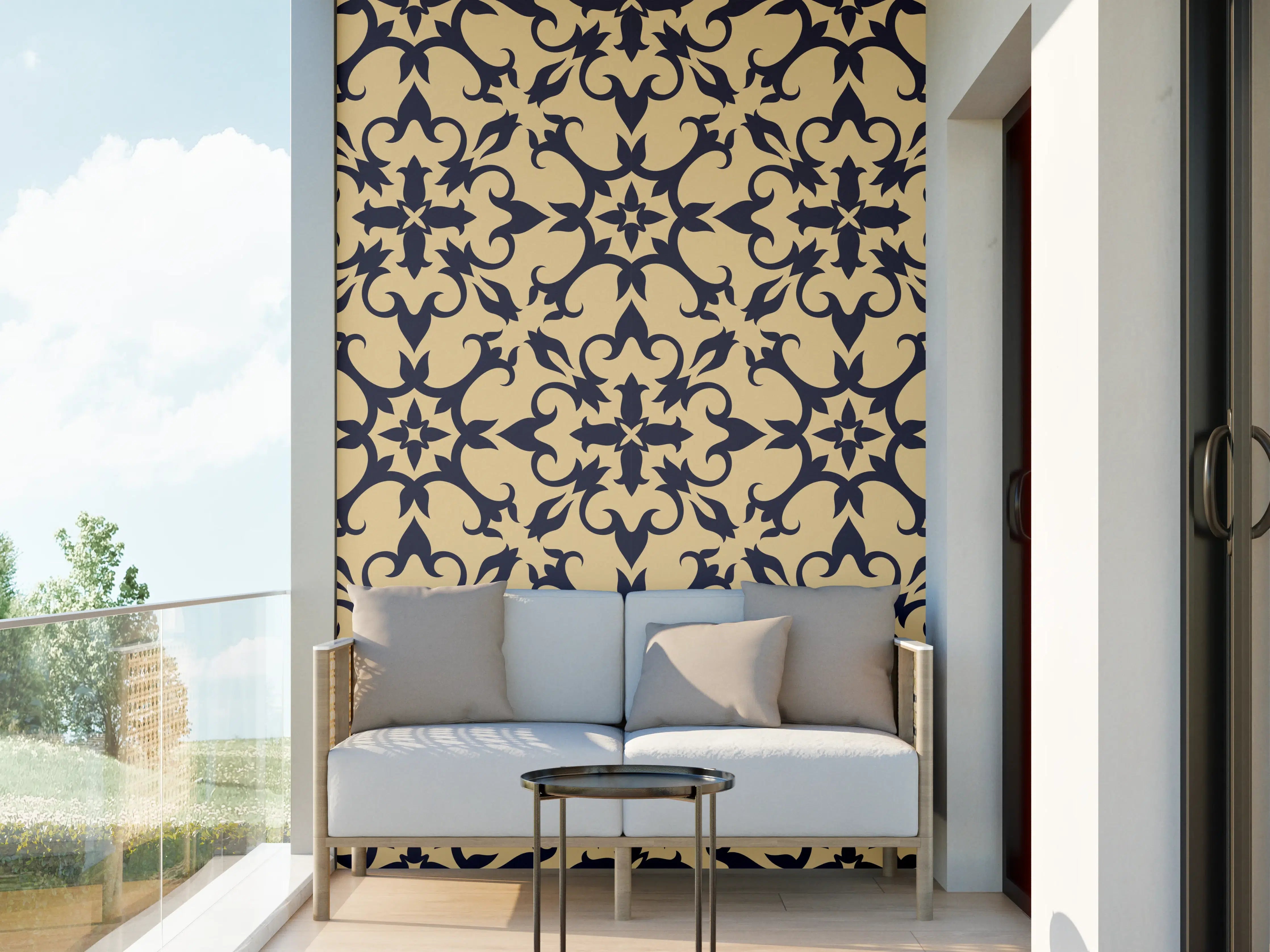 Wandverkleidung außen - Gold-Schwarz Geometrisches Muster