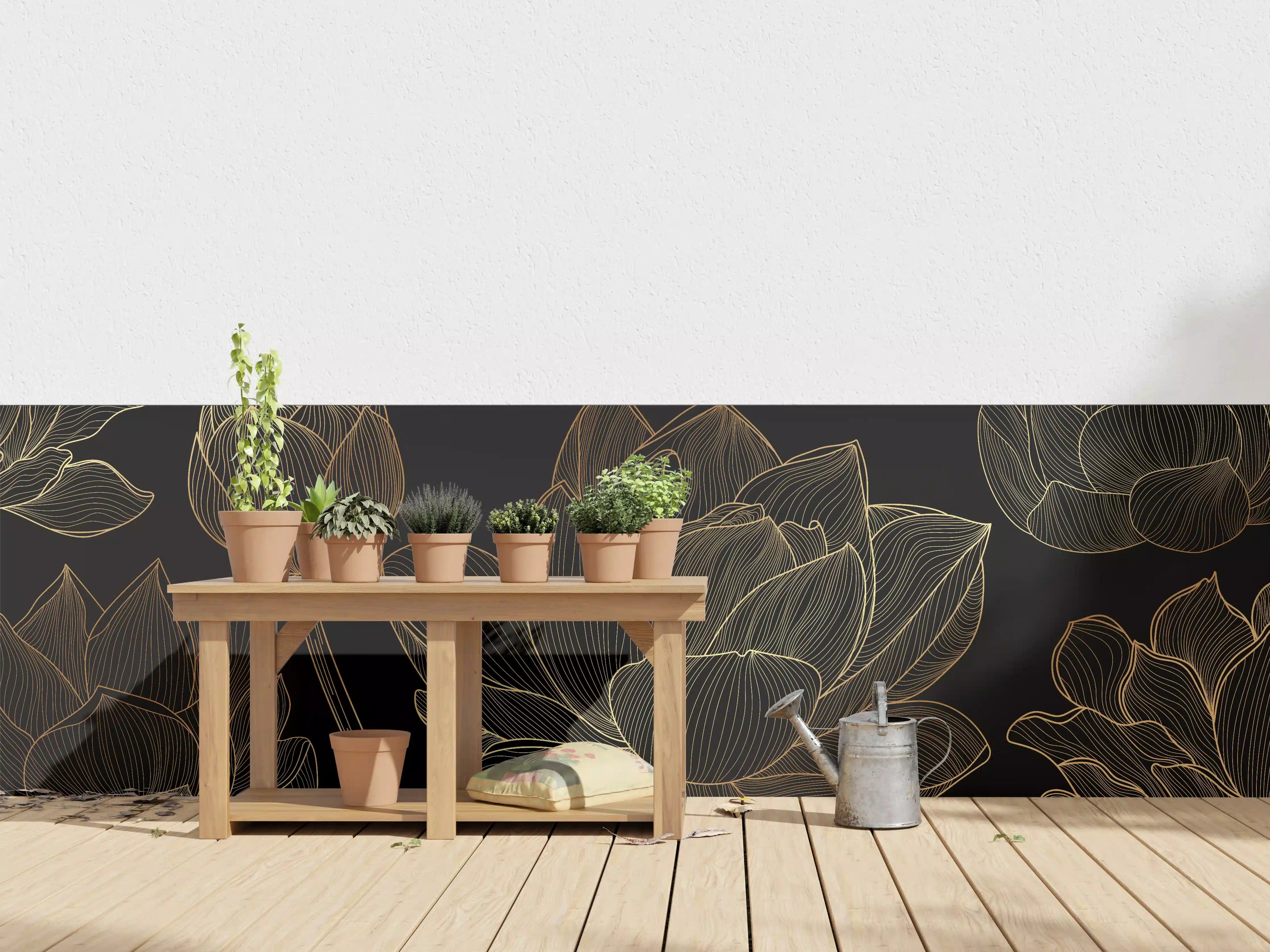 Wandverkleidung außen - Golden Floral Lineart