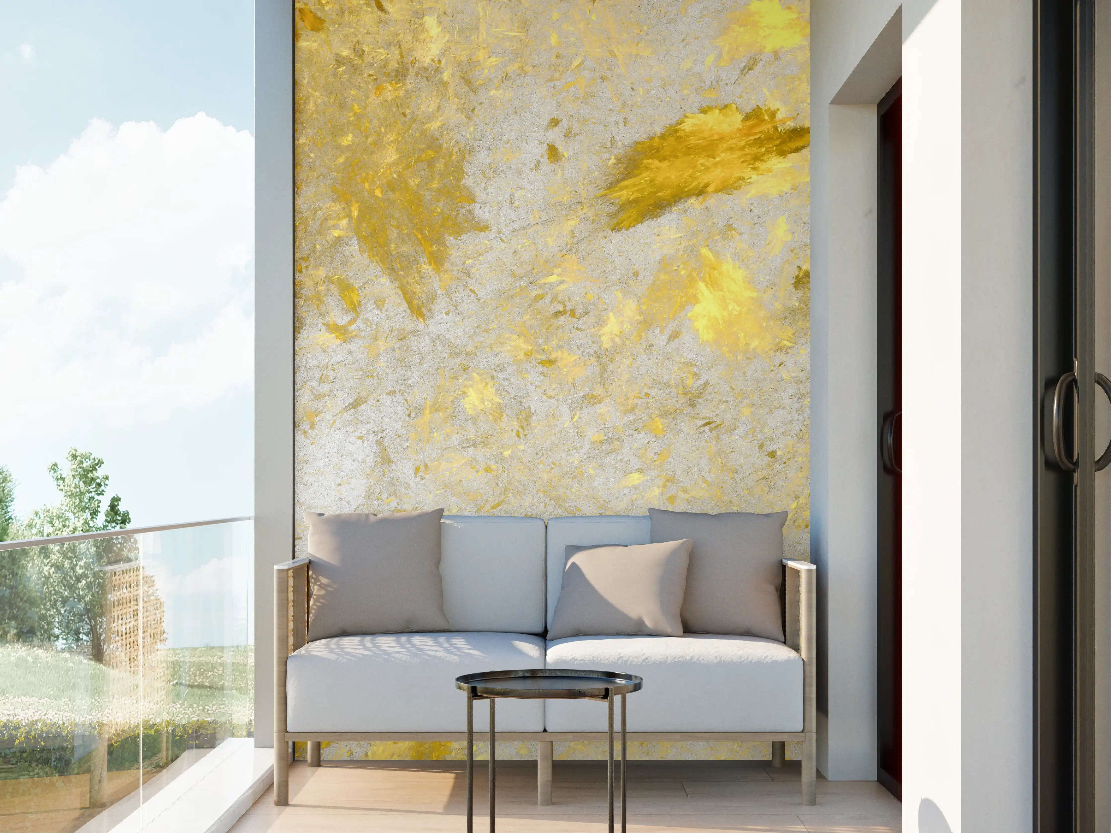 Wandverkleidung außen - Goldene Akzentfarbe auf Weiß