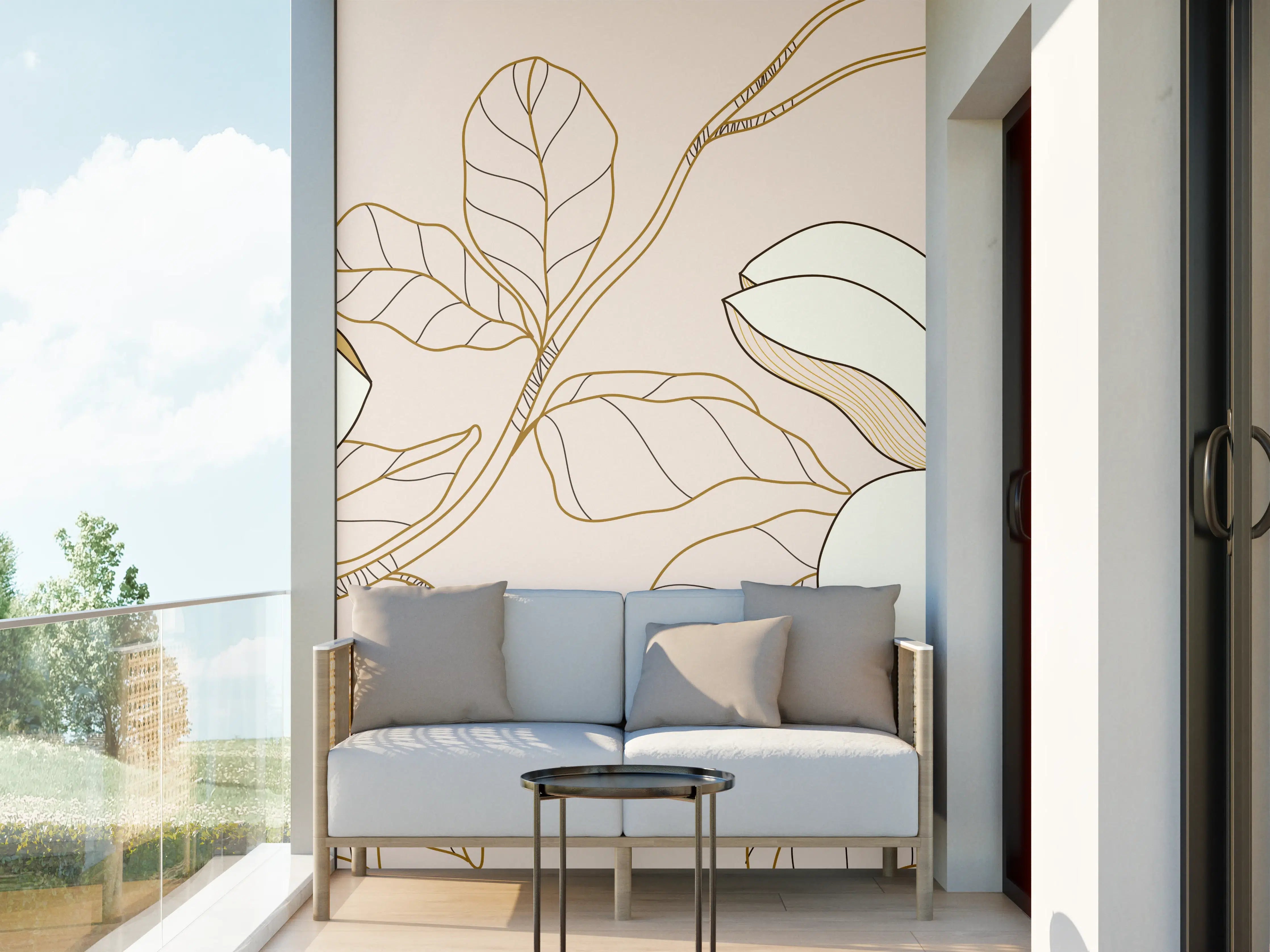 Wandverkleidung außen - Goldene Blumenmuster Illustration