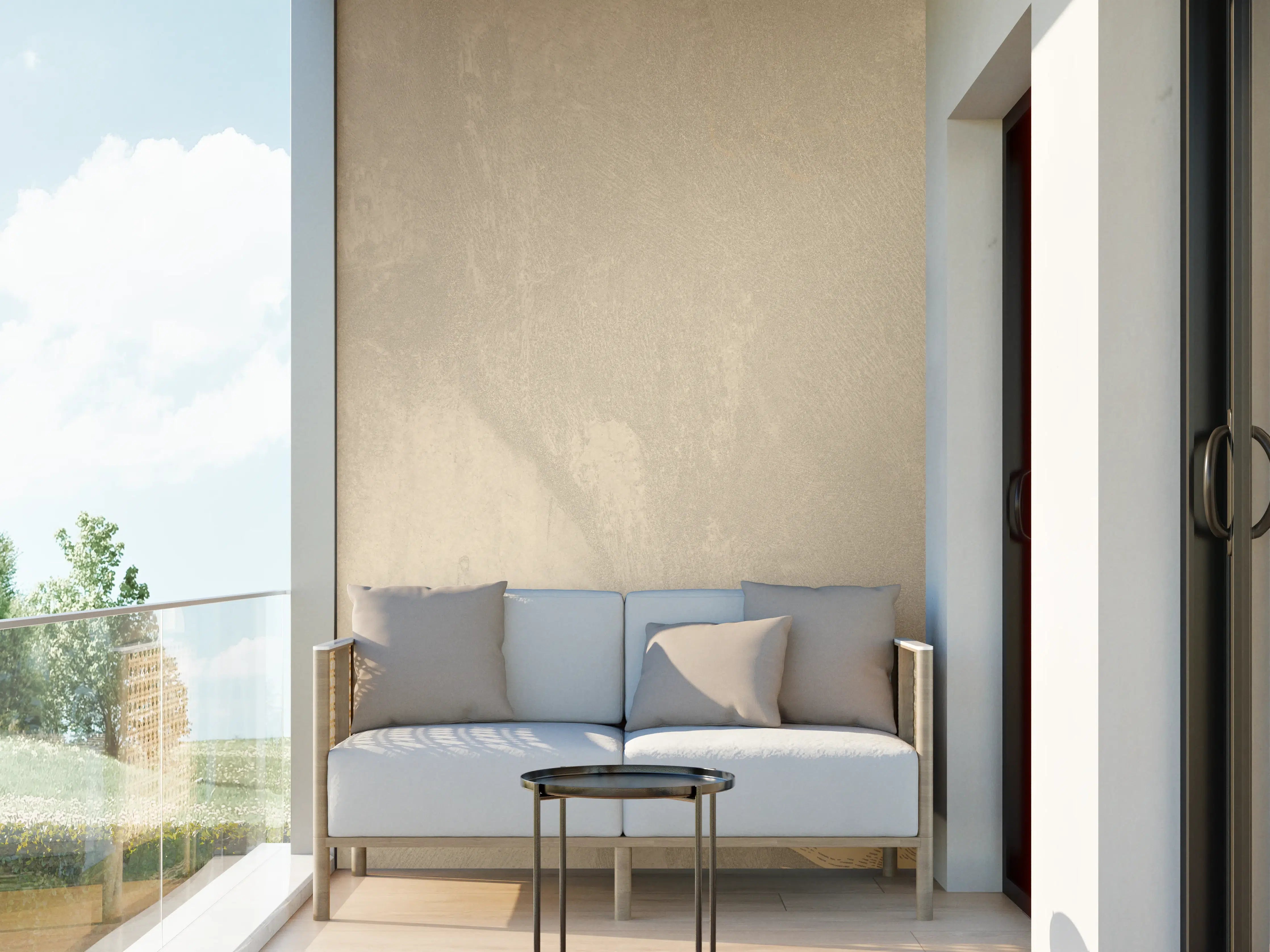 Wandverkleidung außen - Goldene Blumenmuster mit Beige-Tönen
