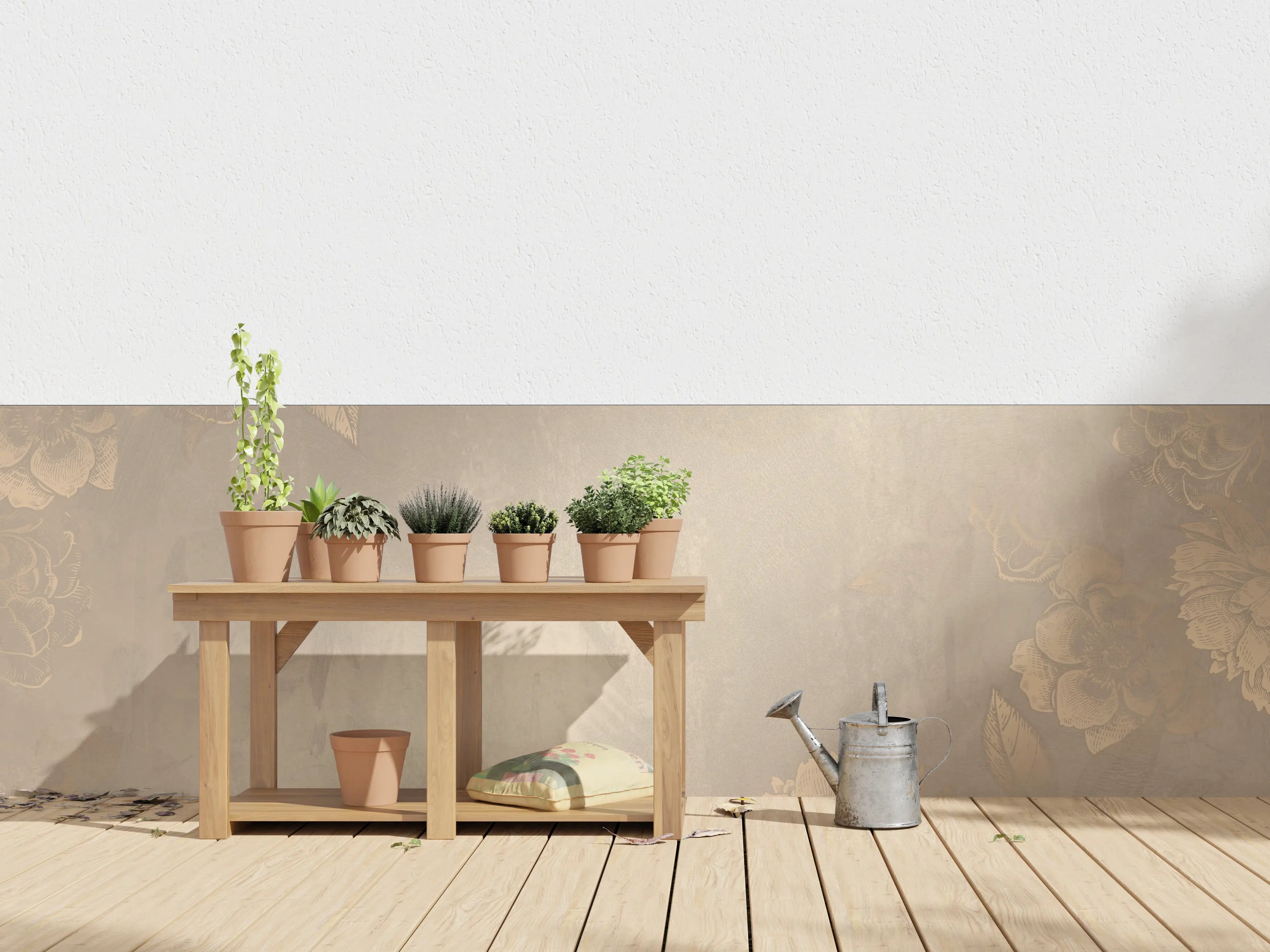 Wandverkleidung außen - Goldene Blumenmuster mit Beige-Tönen