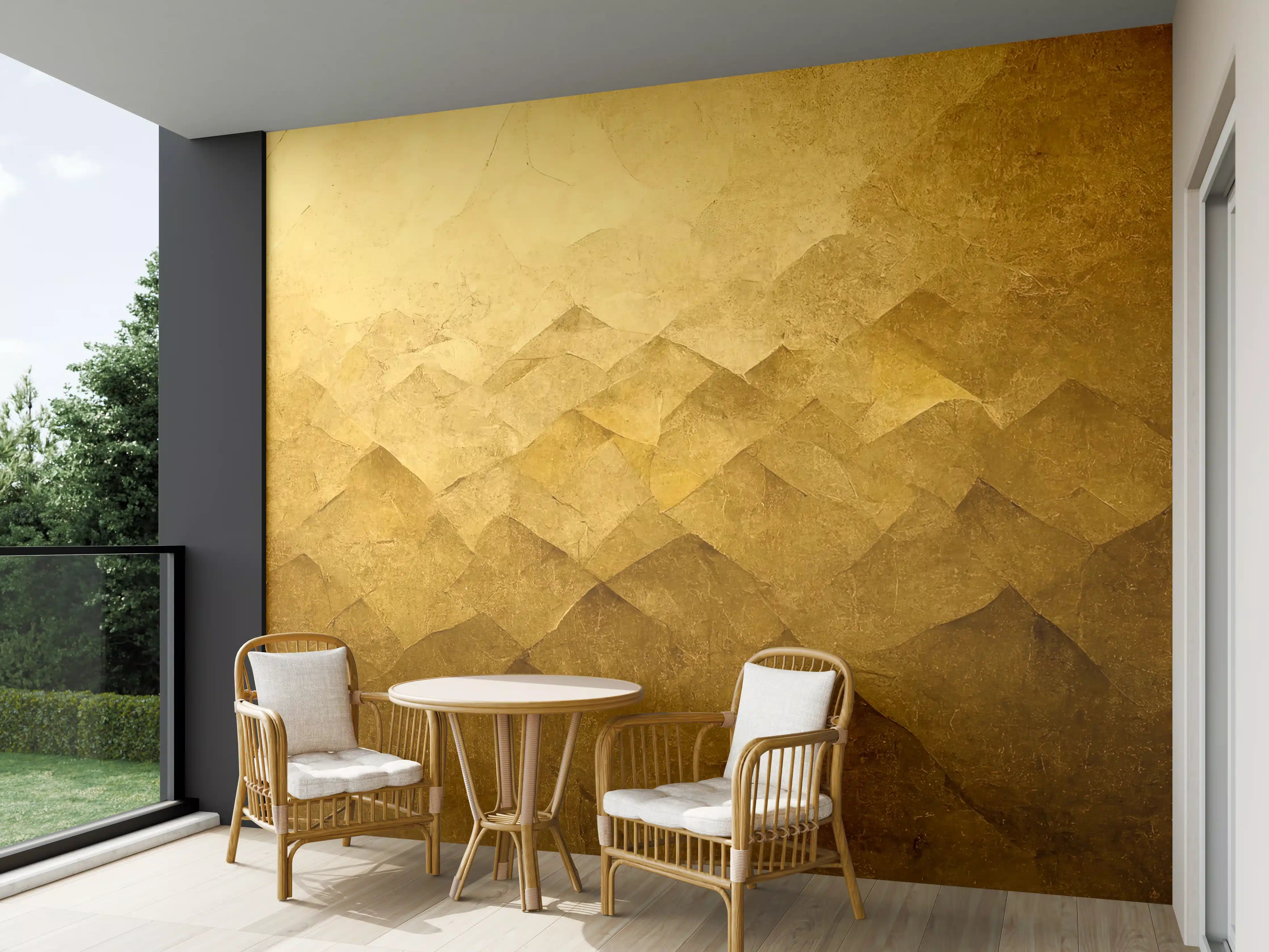 Wandverkleidung außen - Goldene Geometrie mit Metallic-Effekt