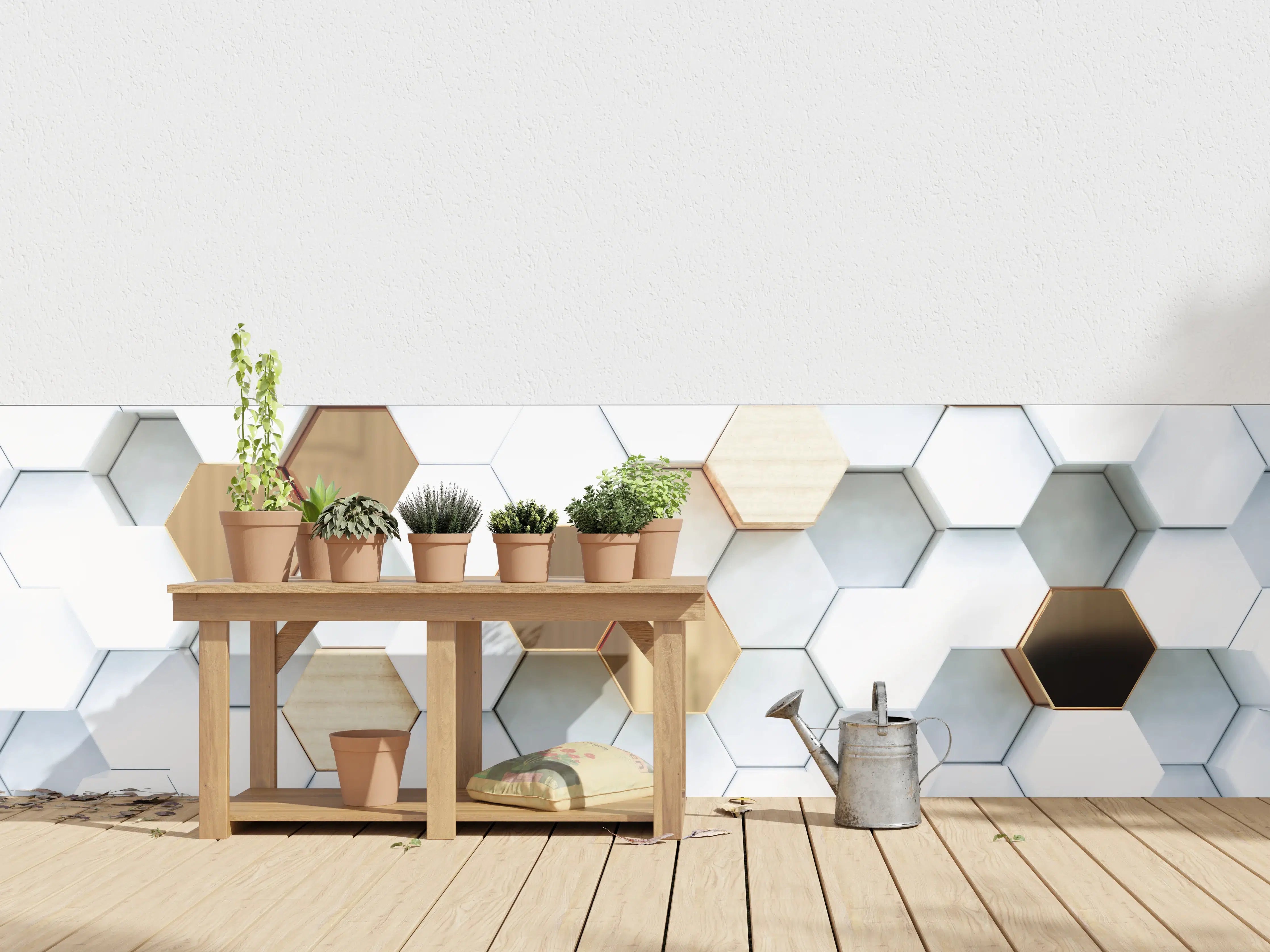 Wandverkleidung außen - Goldene Hexagon Luxusstruktur