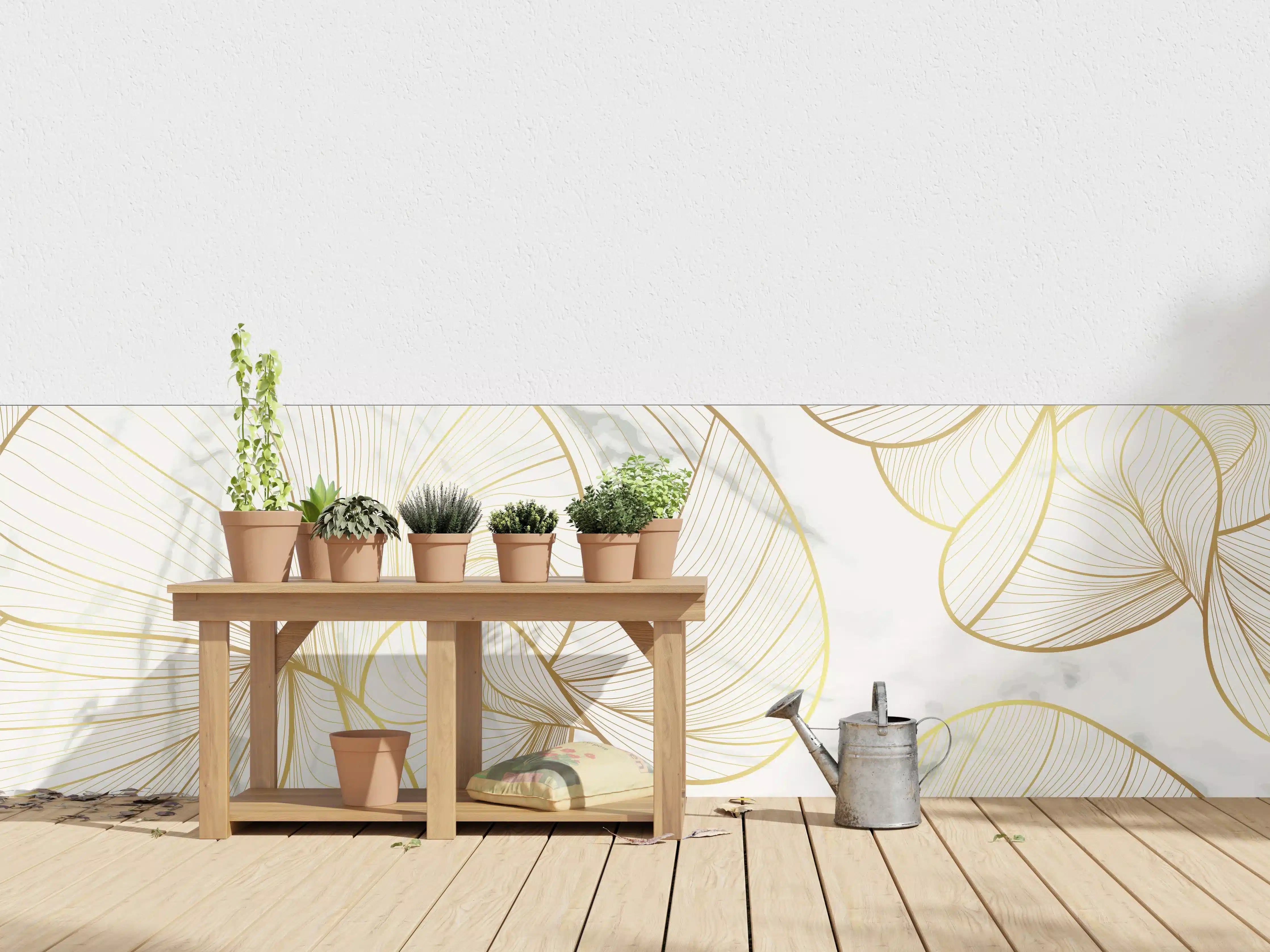 Wandverkleidung außen - Goldene Linien auf Marmor