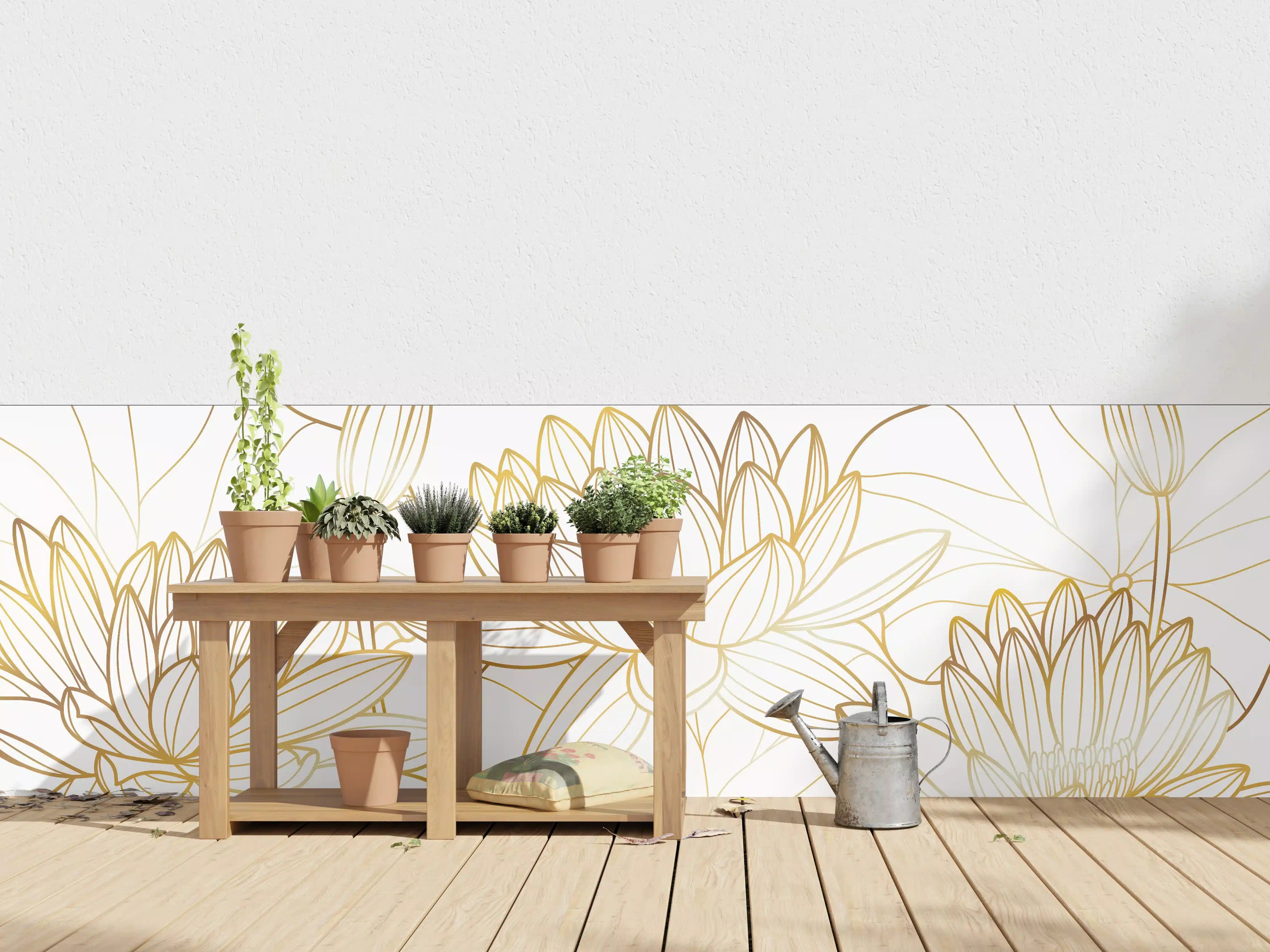Wandverkleidung außen - Goldene Lotusblüte Zeichnung