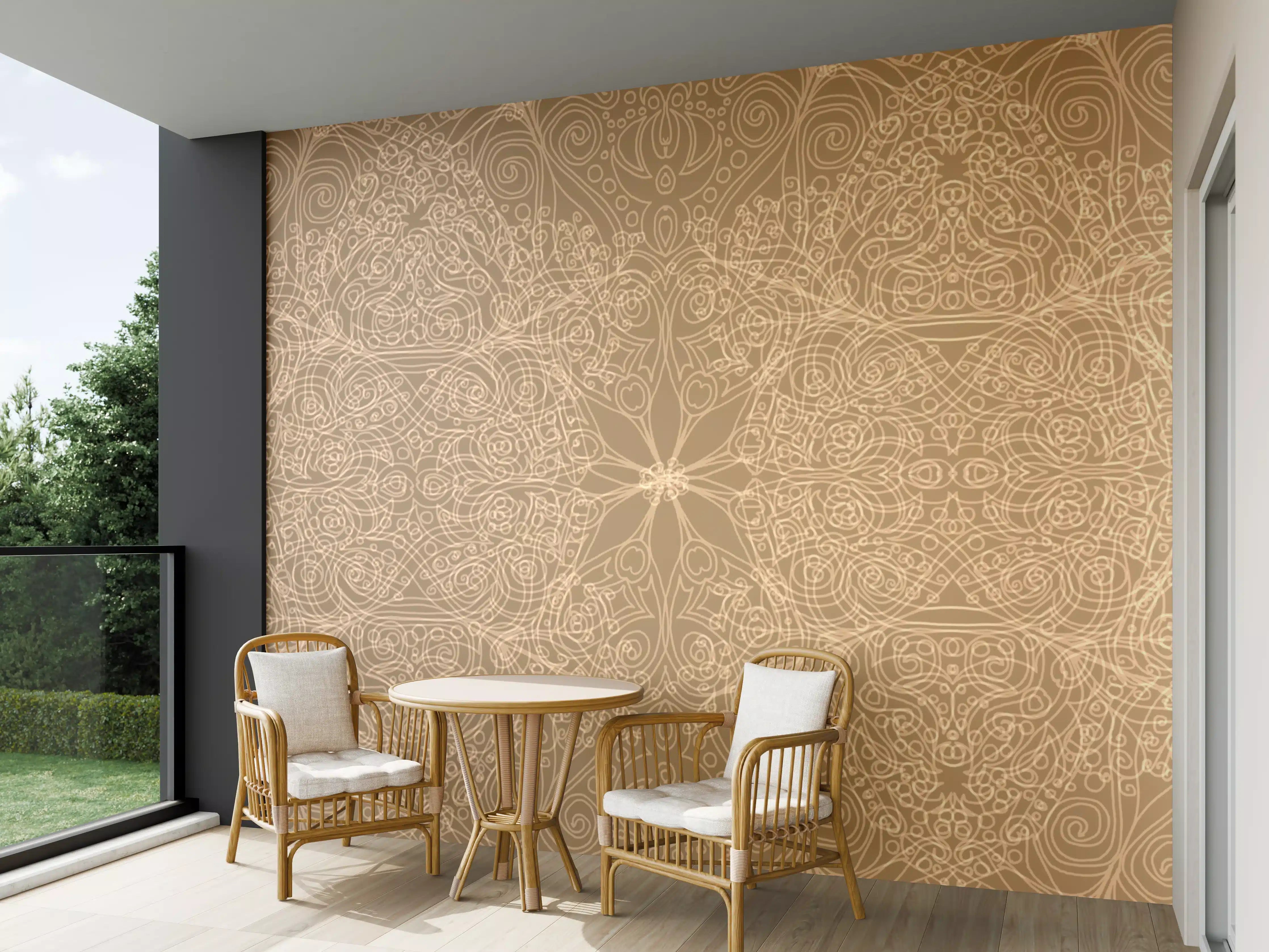Wandverkleidung außen - Goldene Mandala-Design Wandkunst