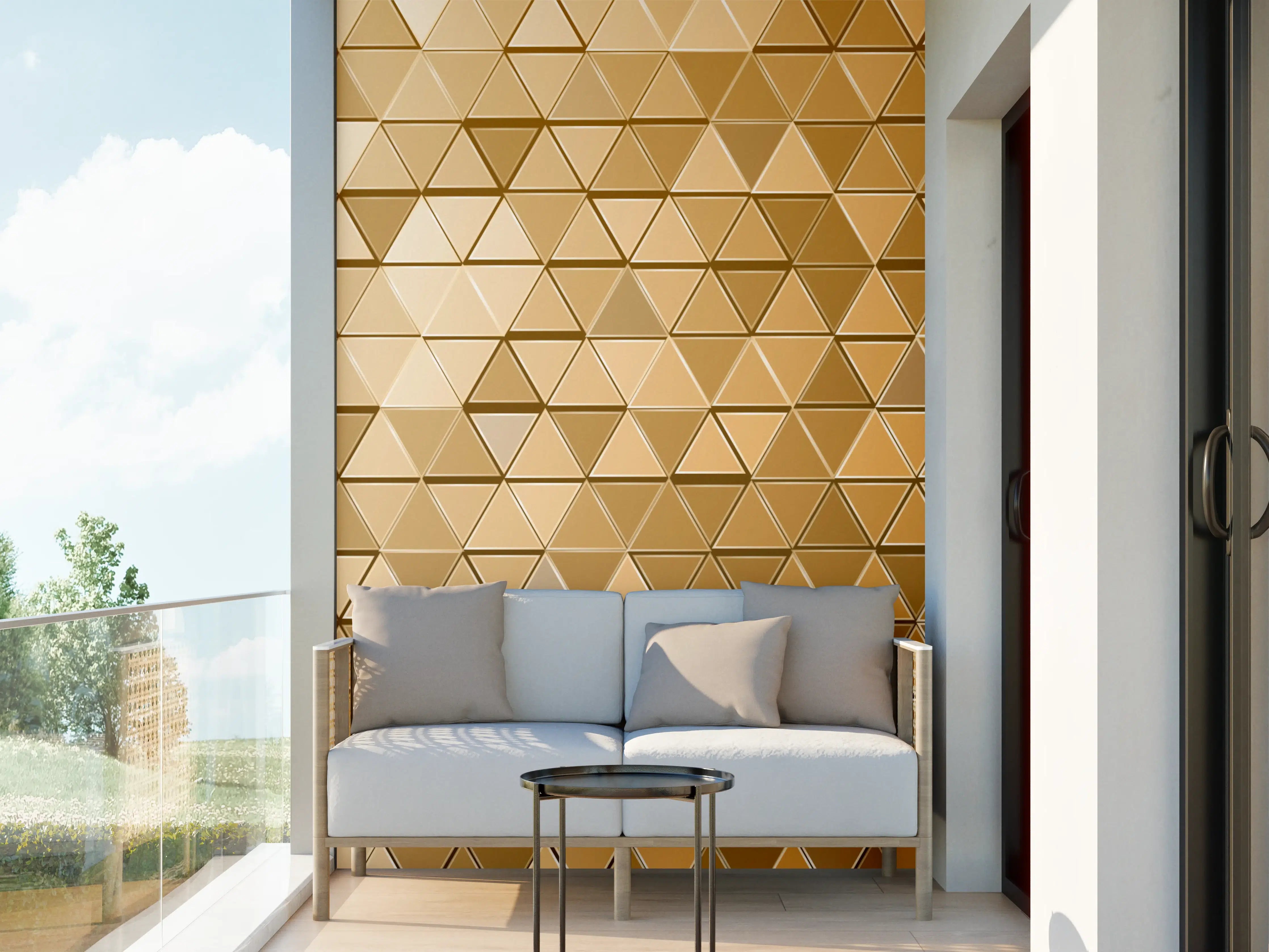 Wandverkleidung außen - Goldene Metall-Mosaikstruktur