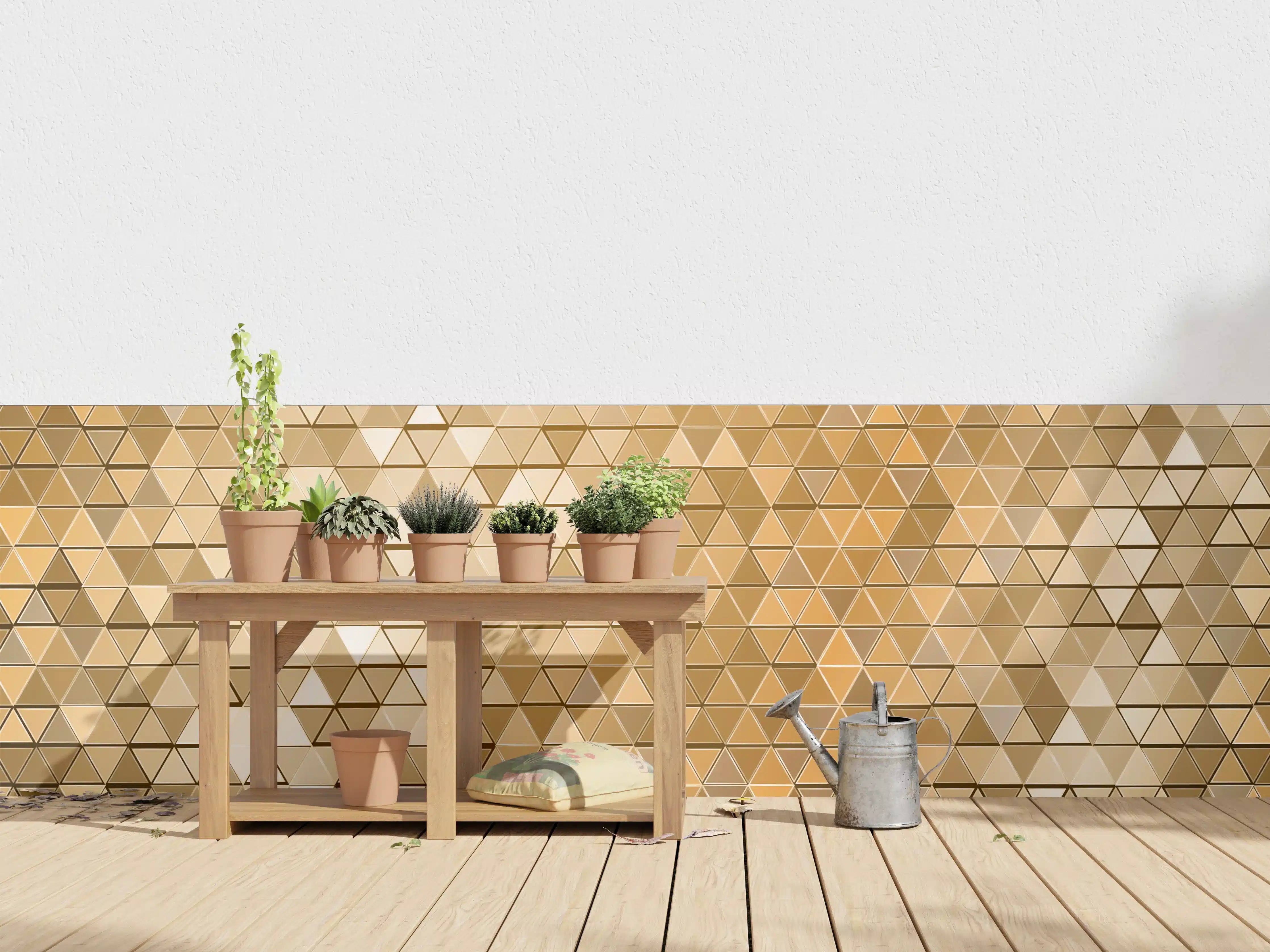 Wandverkleidung außen - Goldene Metall-Mosaikstruktur
