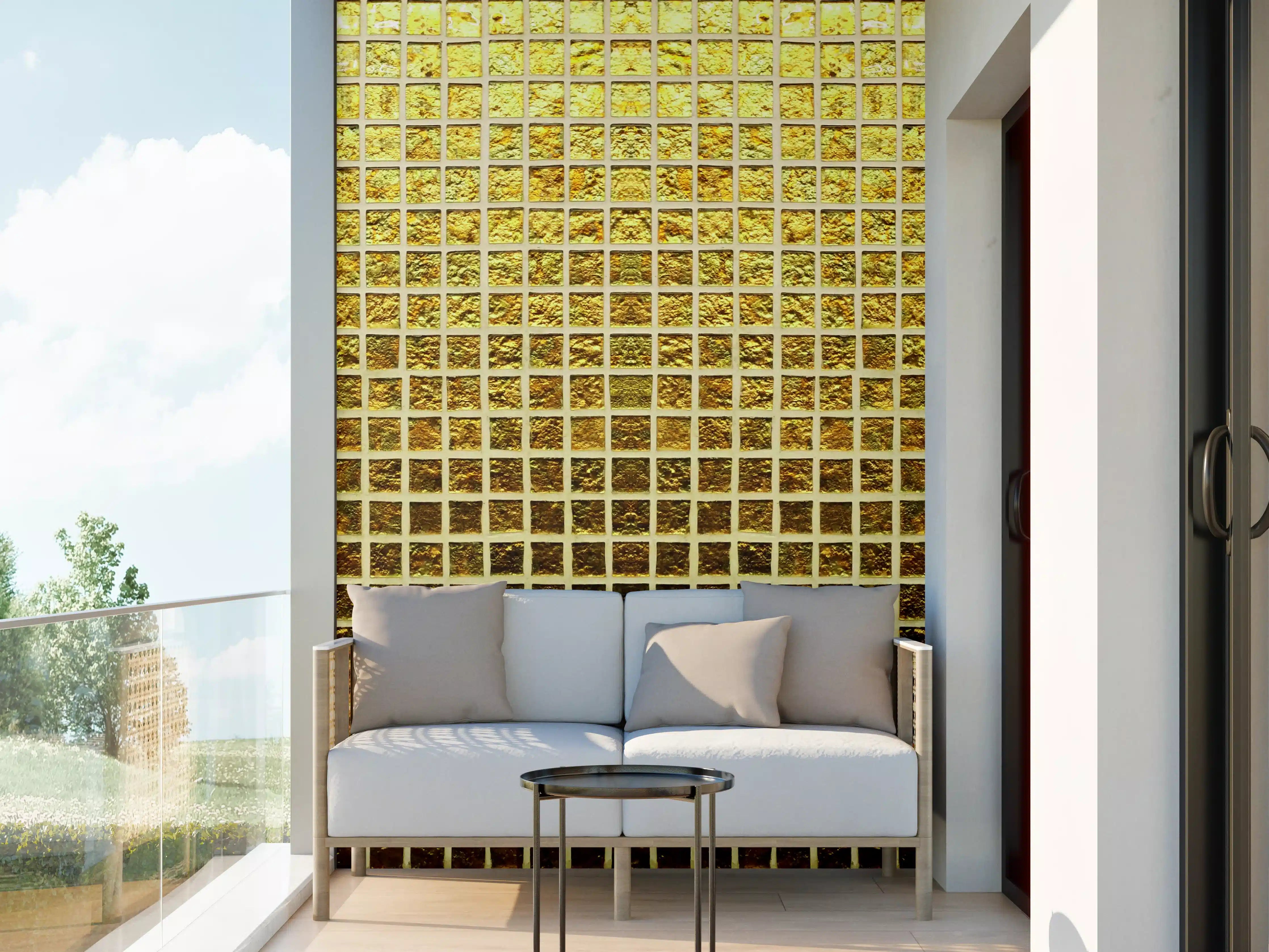 Wandverkleidung außen - Goldene Mosaik-Textur kreativ
