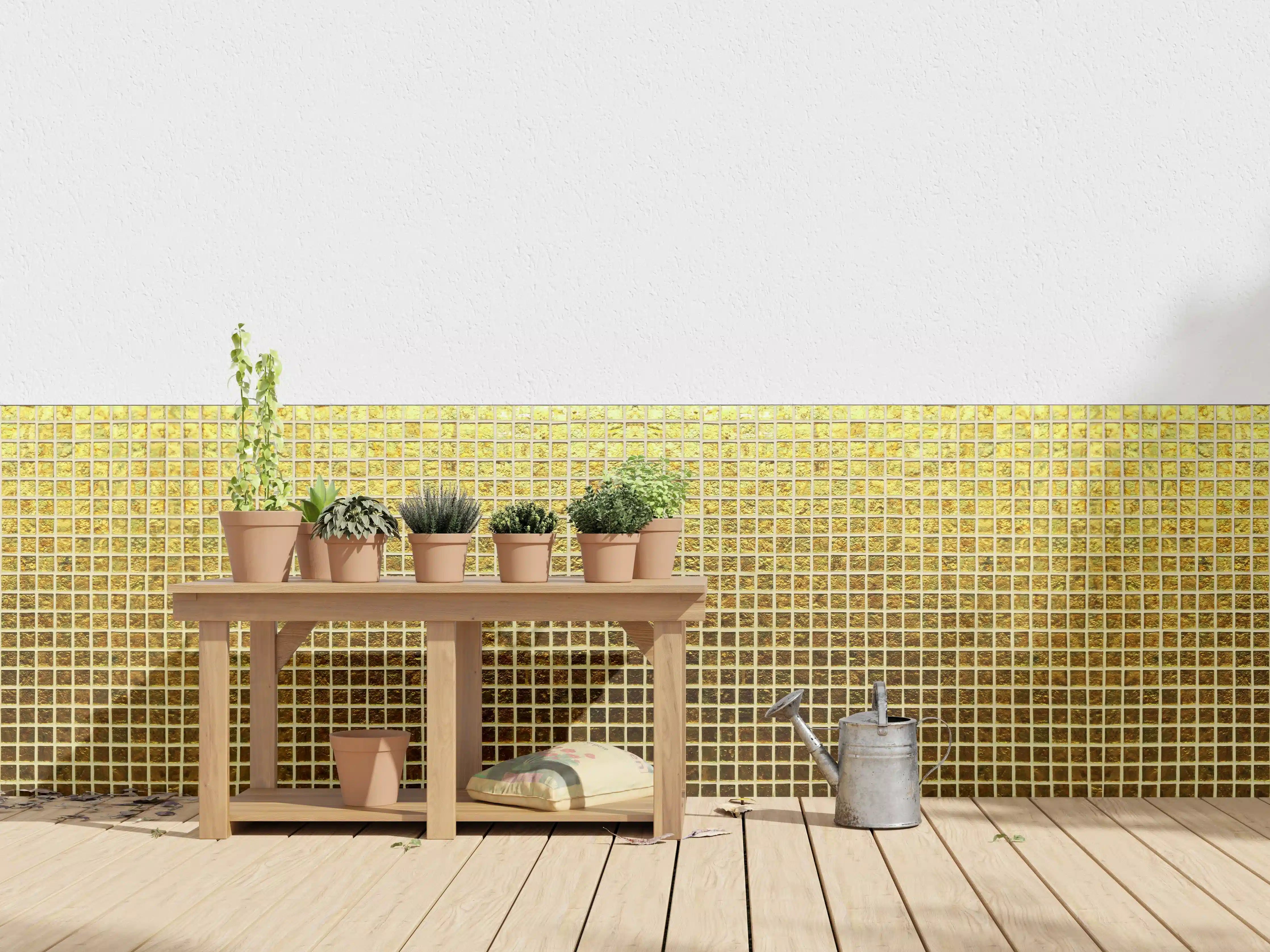 Wandverkleidung außen - Goldene Mosaik-Textur kreativ