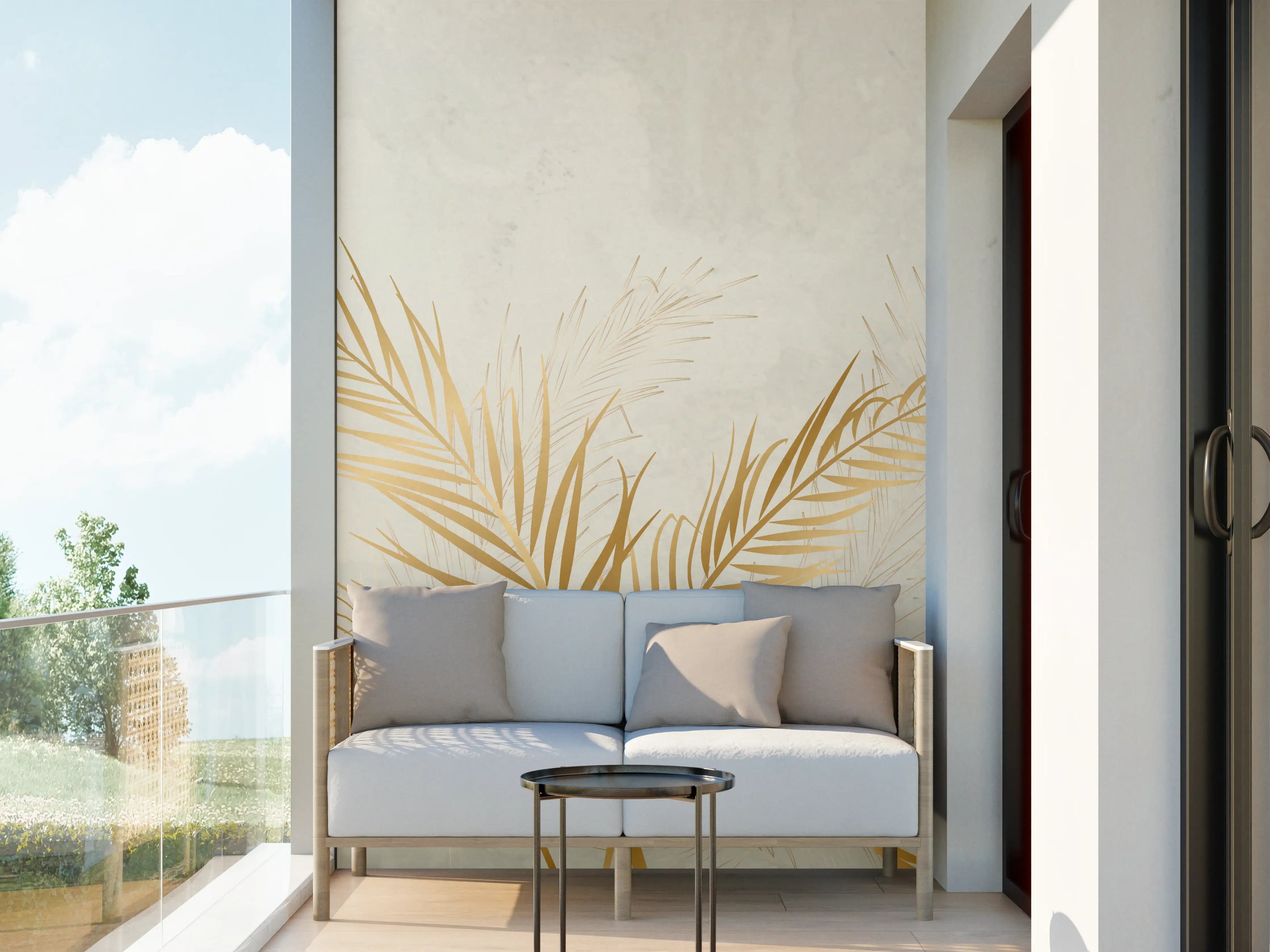 Wandverkleidung außen - Goldene Palmwedel Deko