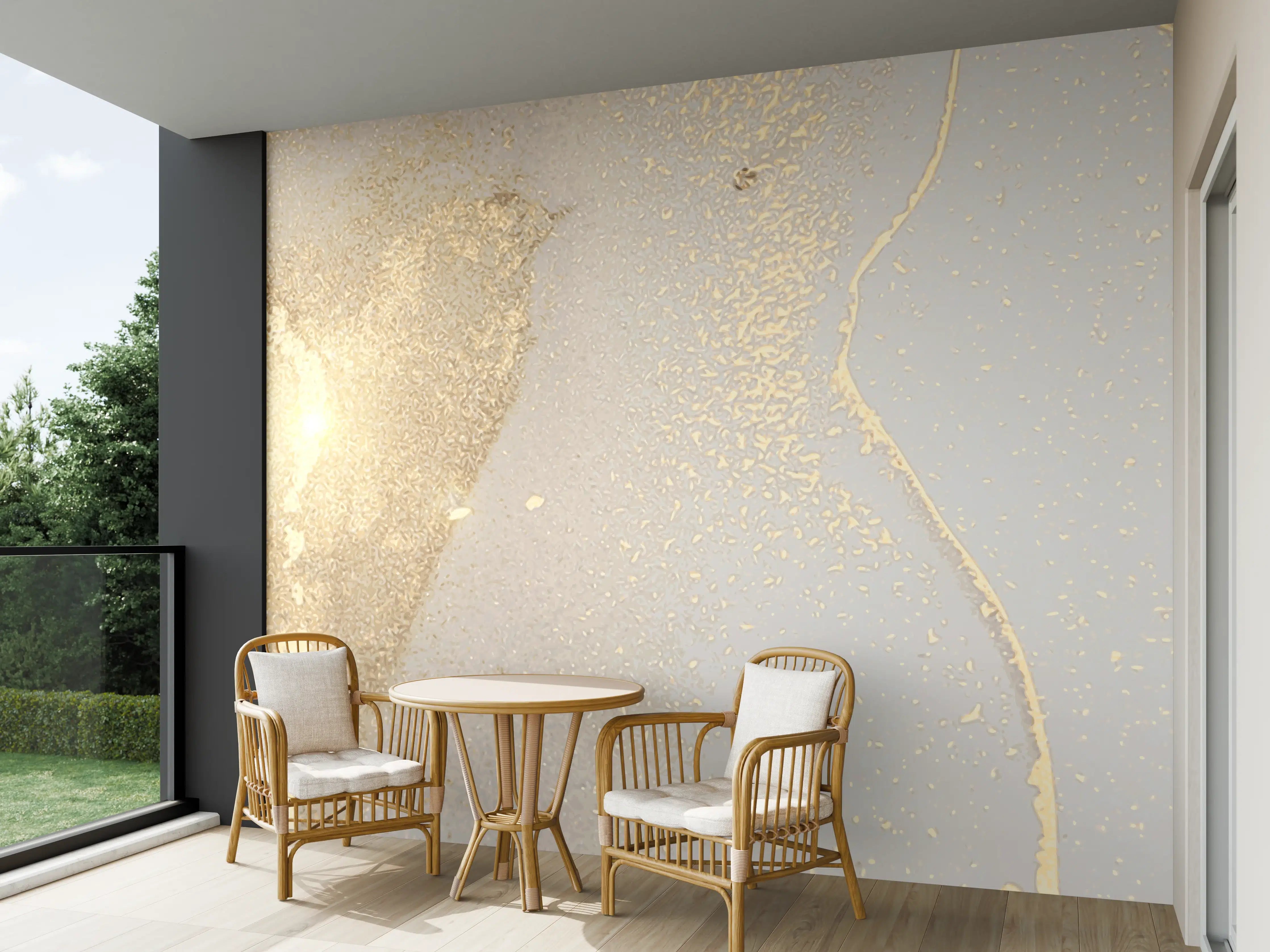 Wandverkleidung außen - Goldener Glanz auf Cremeweiß